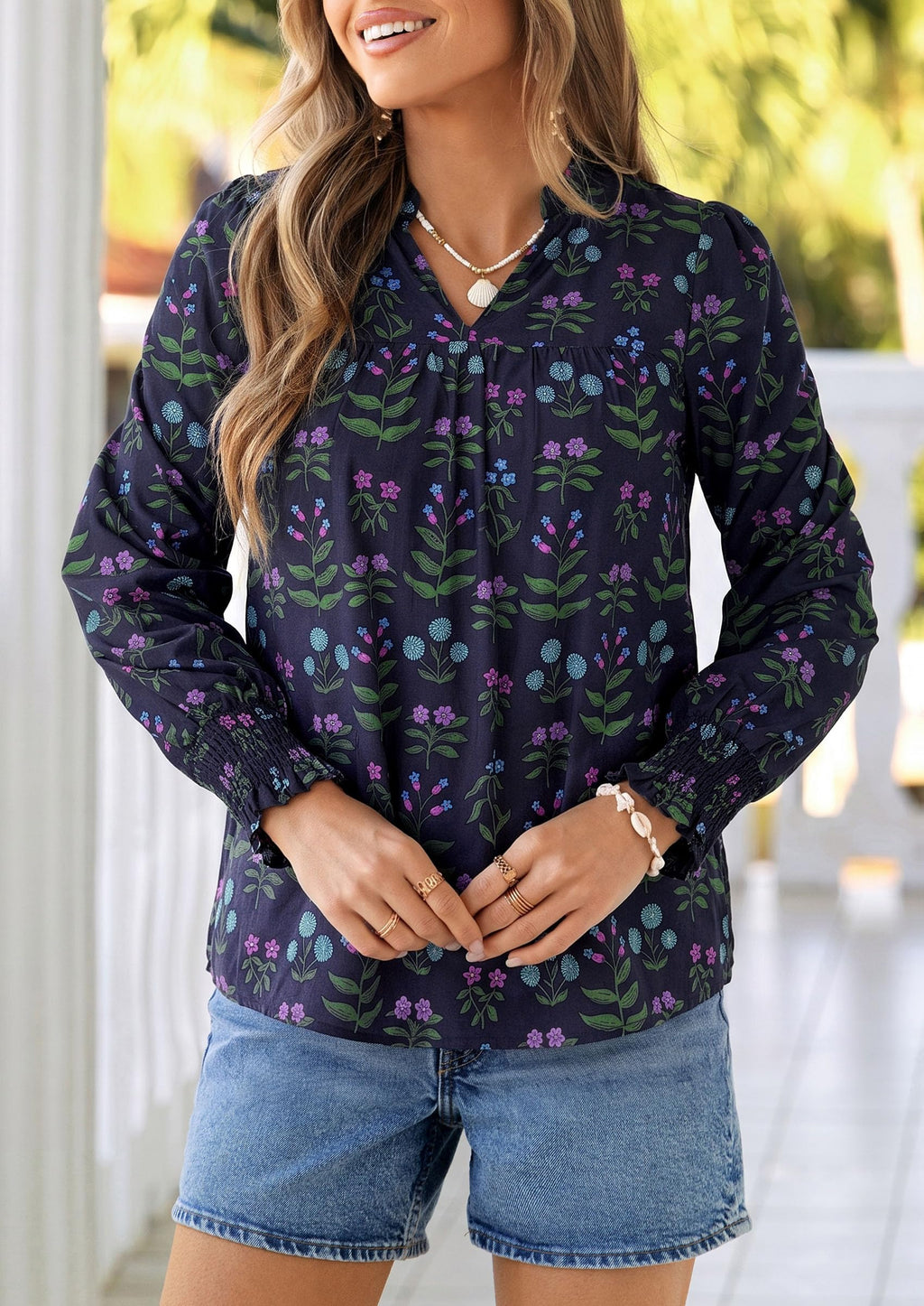 PRETTYGARDEN Women's Boho Floral Blouses Dressy Casual