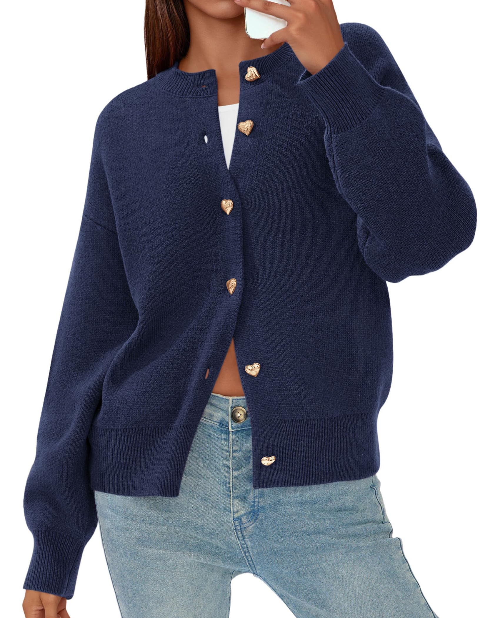 PRETTYGARDEN Cardigan for Women Fall Fashion Long Sleeve Trendy Button Down Work Office Sweaters Cute Winter Jacket