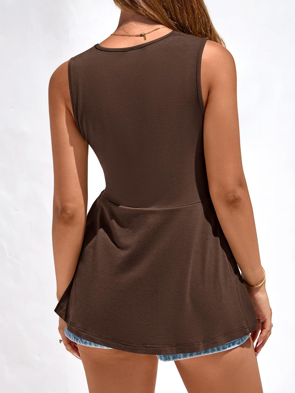 FreshPretty Tank Top for Women Spring Summer Tops Babydoll Twist Front V Neck Sleeveless Flowy Dressy Casual Blouses