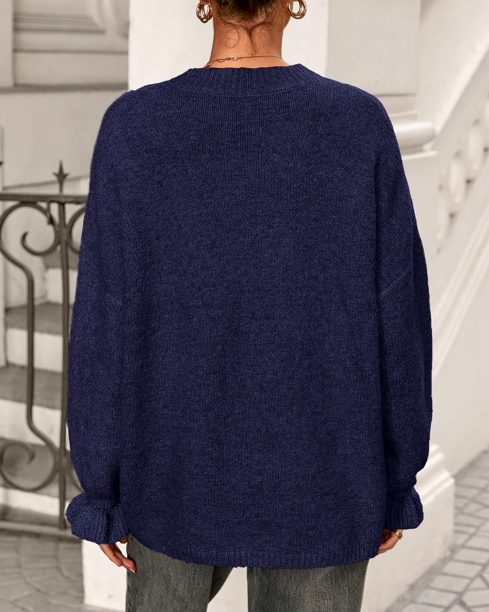 BTFBM Women's Oversized Sweater Crewneck Fall Winter Long Sleeve Fuzzy Warn Knit Pullover Sweaters Trendy Outfits