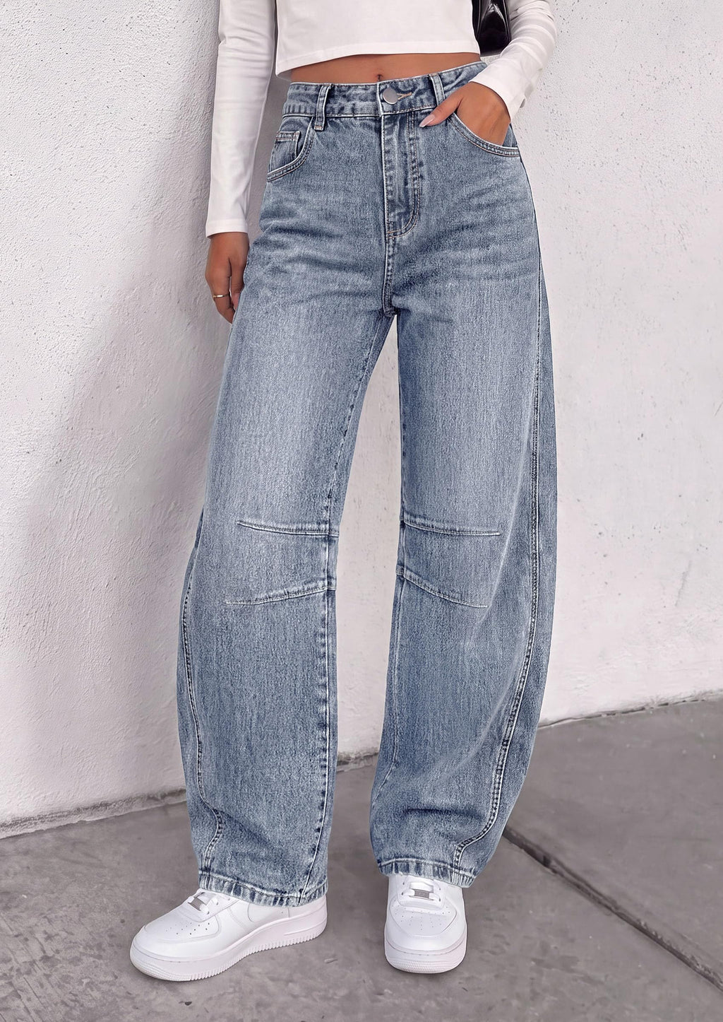 PRETTYGARDEN Women's Barrel Baggy Jeans High Waisted Pants