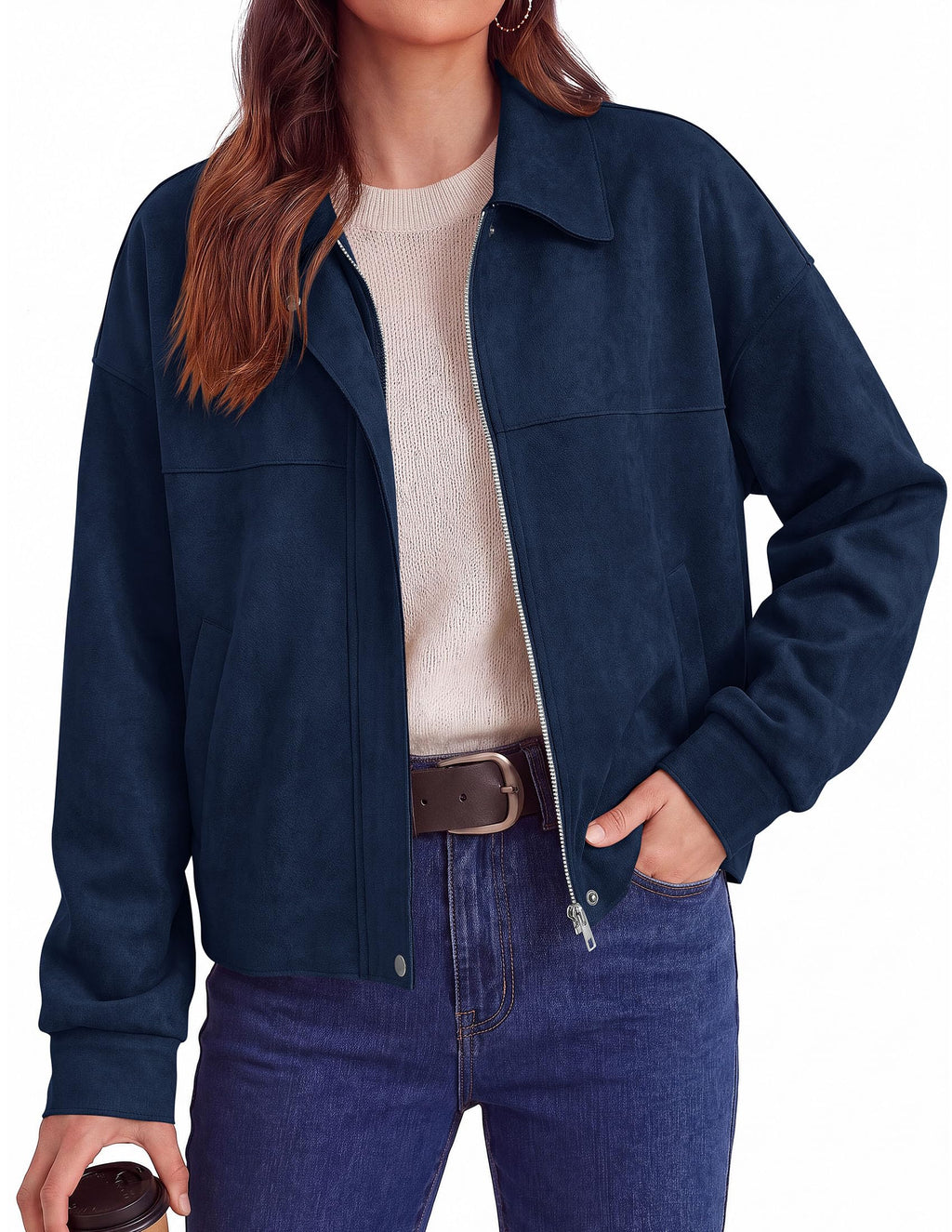 PRETTYGARDEN Women's Faux Suede Cropped Fall Jackets