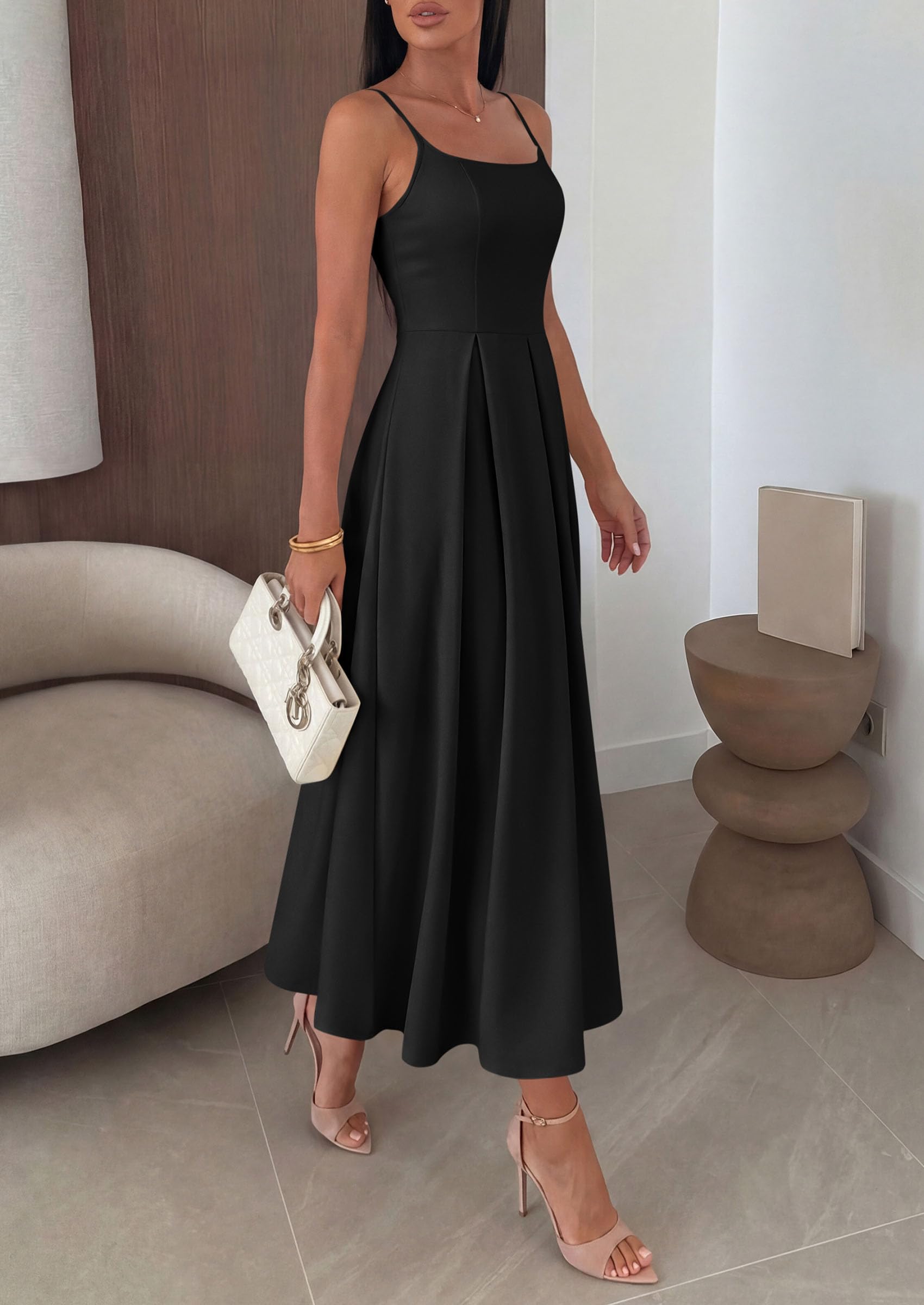PRETTYGARDEN Cocktail Dresses for Women  Spring Elegant Ruffle A Line Long Flowy Summer Formal Wedding Guest Maxi Dress
