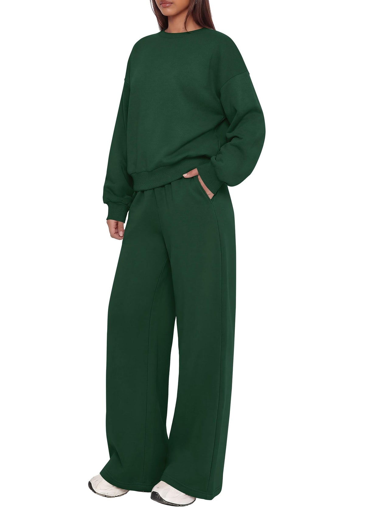 PRETTYGARDEN 2 Piece Lounge Sets for Women Casual Sweatsuits | Soft Fleece Lining,Crew Neck Oversized Sweatshirt & Wide Leg Pants,Workout Airport Matching Set Tracksuit,Fall Winter Outfits