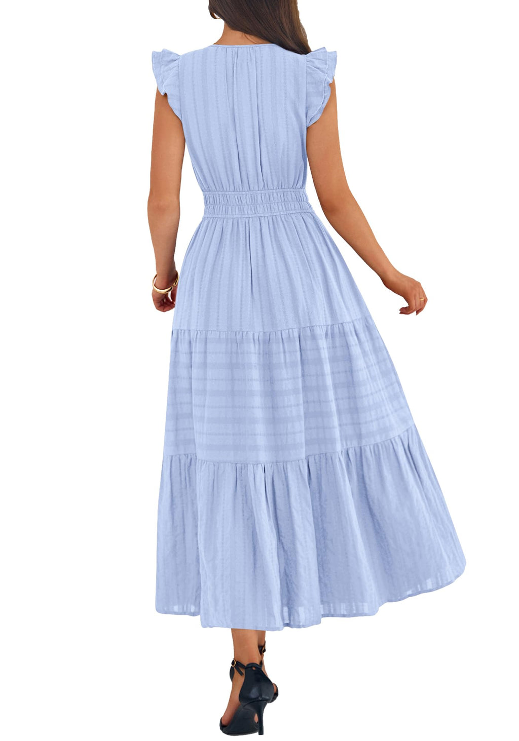 BTFBM Womens Summer Maxi Dress  Spring Boho Vacation Ruffle Flutter Short Sleeve A Line Tiered Flowy Dresses Pockets