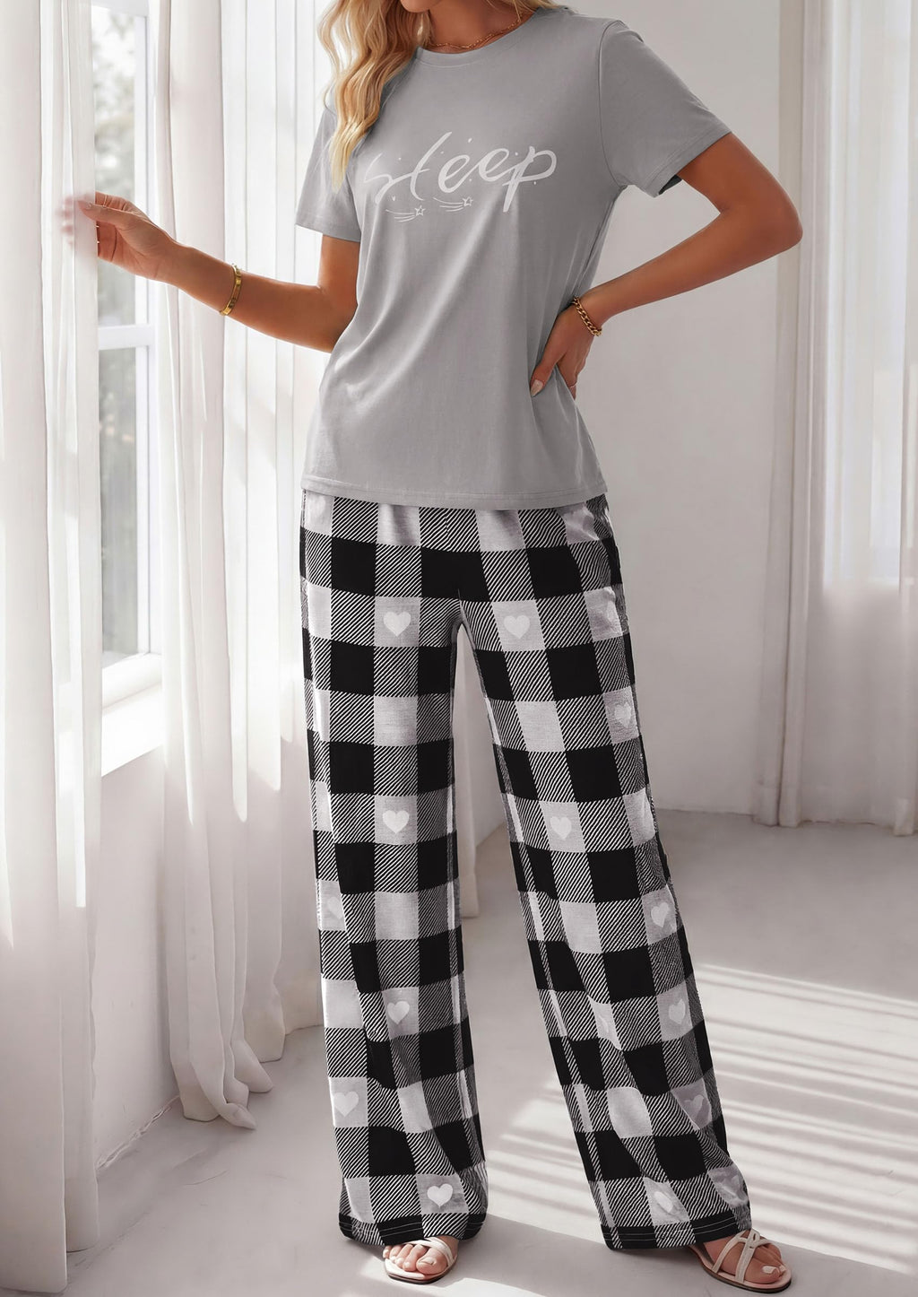PRETTYGARDEN Womens Pajama Sets 2 Piece Lounge PJ Set Summer Soft Sleepwear Short Sleeve Top Loose Pants Spring Outfits