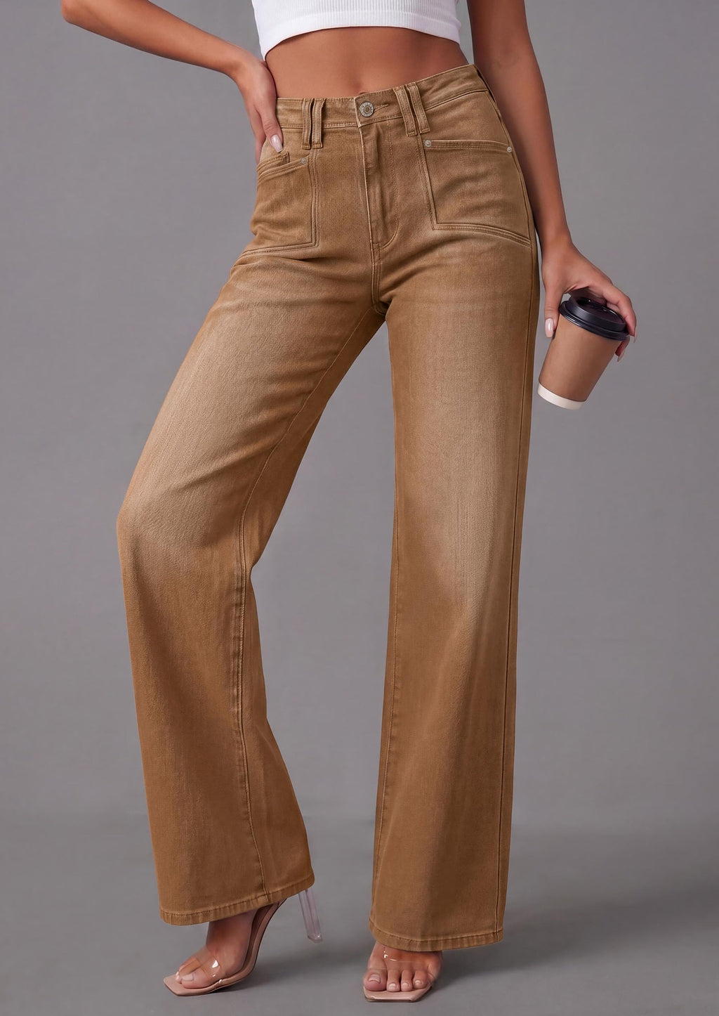 PRETTYGARDEN High Waisted Wide Leg Jeans for Women 2026 Trendy | Classic Straight Baggy Fit, Stretchy Denim Pants with Pockets, Casual Daily Work Going Out, All Season Wear