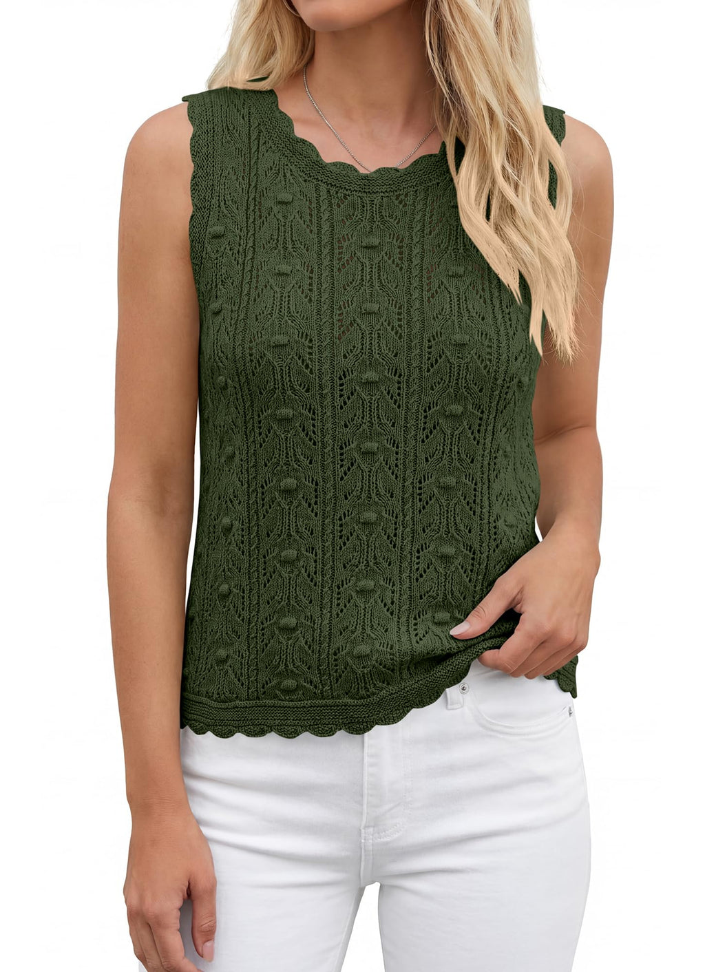 BTFBM Crochet Tops for Women Sleeveless Knit Sweater Vest Tank Top Summer Spring Cover Ups Beach Vacation Clothes