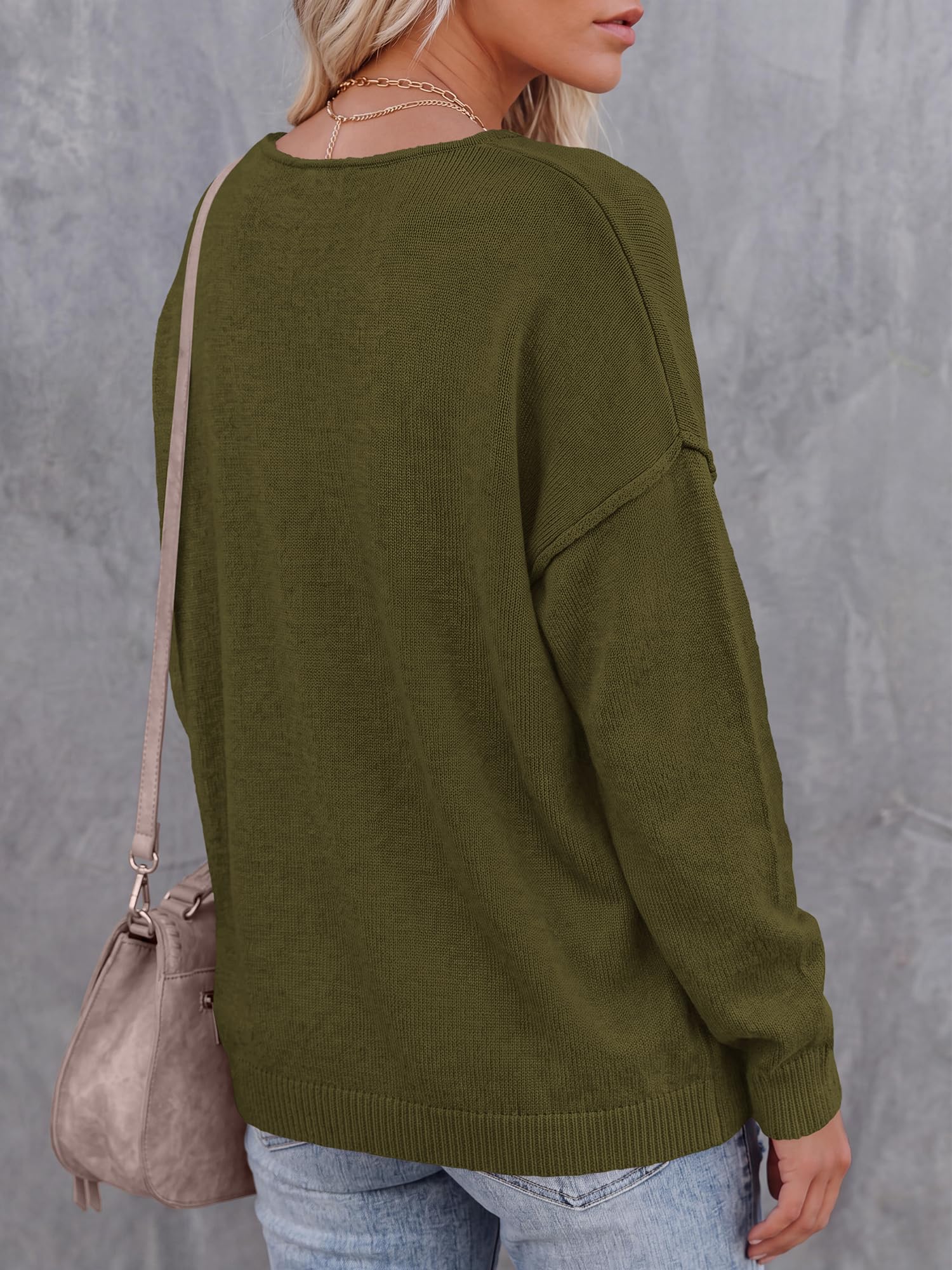 BTFBM Women's Loose Knitted Casual Sweaters | V Neck,Long Sleeve Sweater,Slouchy Pullover Tops,Fall Winter Clothes