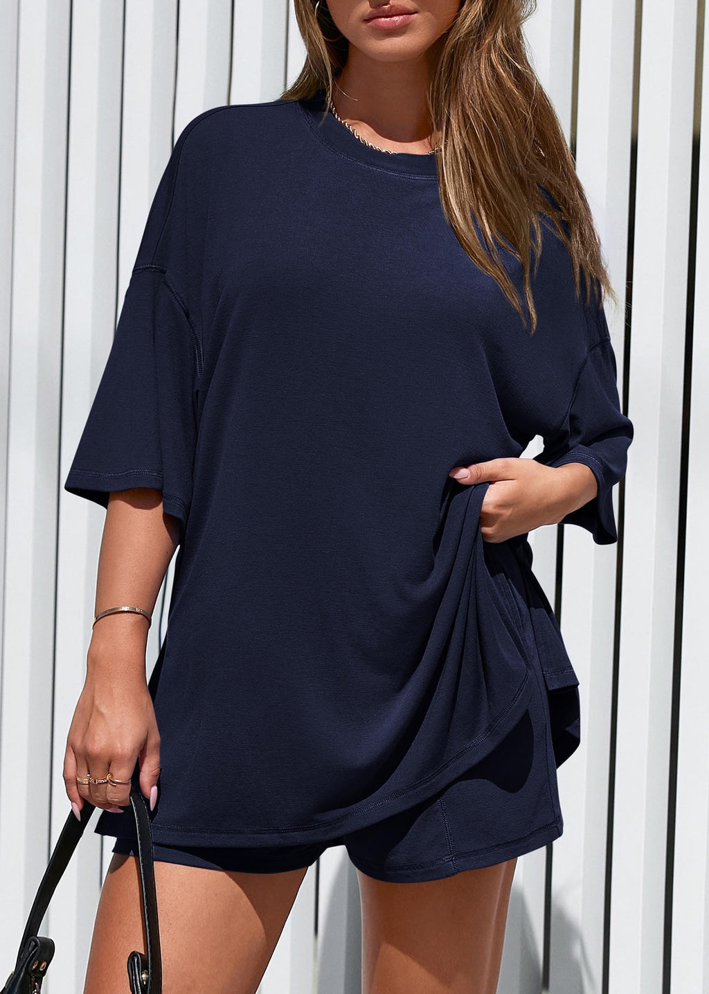 FreshPretty 2 Piece Sets for Women Summer Lounge Sets Casual Oversized Tshirts Shorts Matching Airport Travel Outfits Postpartum