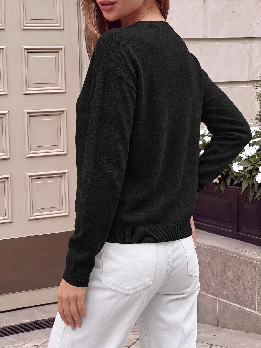 FreshPretty Sweaters for Women Fall Lightweight Loose Long Sleeve Tops,Soft Ribbed Knit Pullover Basic Sweater,Drop Shoulder Crewneck Business Casual Work Top,Daily Travel Outfits Winter Layering