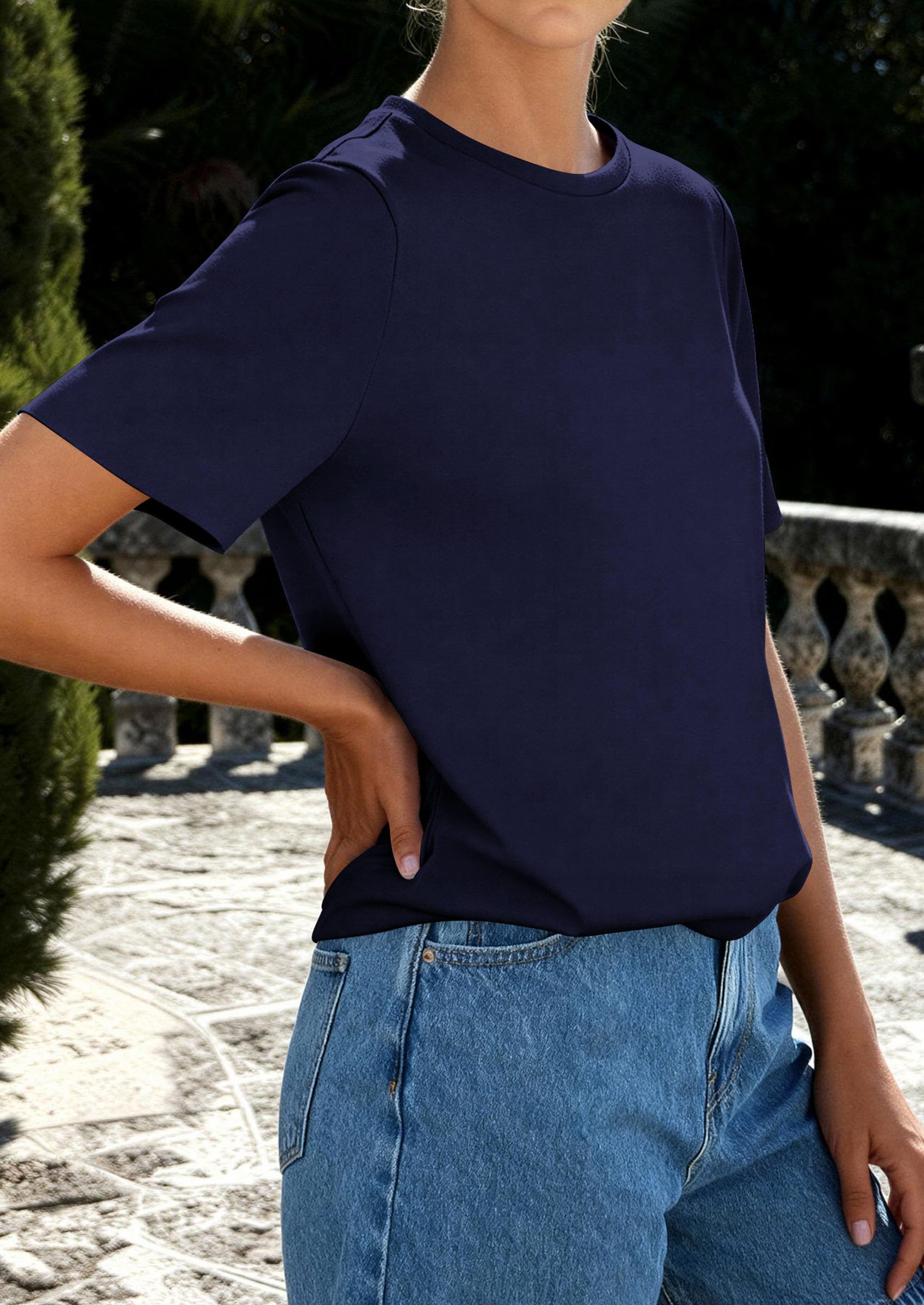 PRETTYGARDEN Womens Summer Tops Casual Basic Crewneck Short Sleeve Shirts Spring Fashion Clothing Going Out Outfits