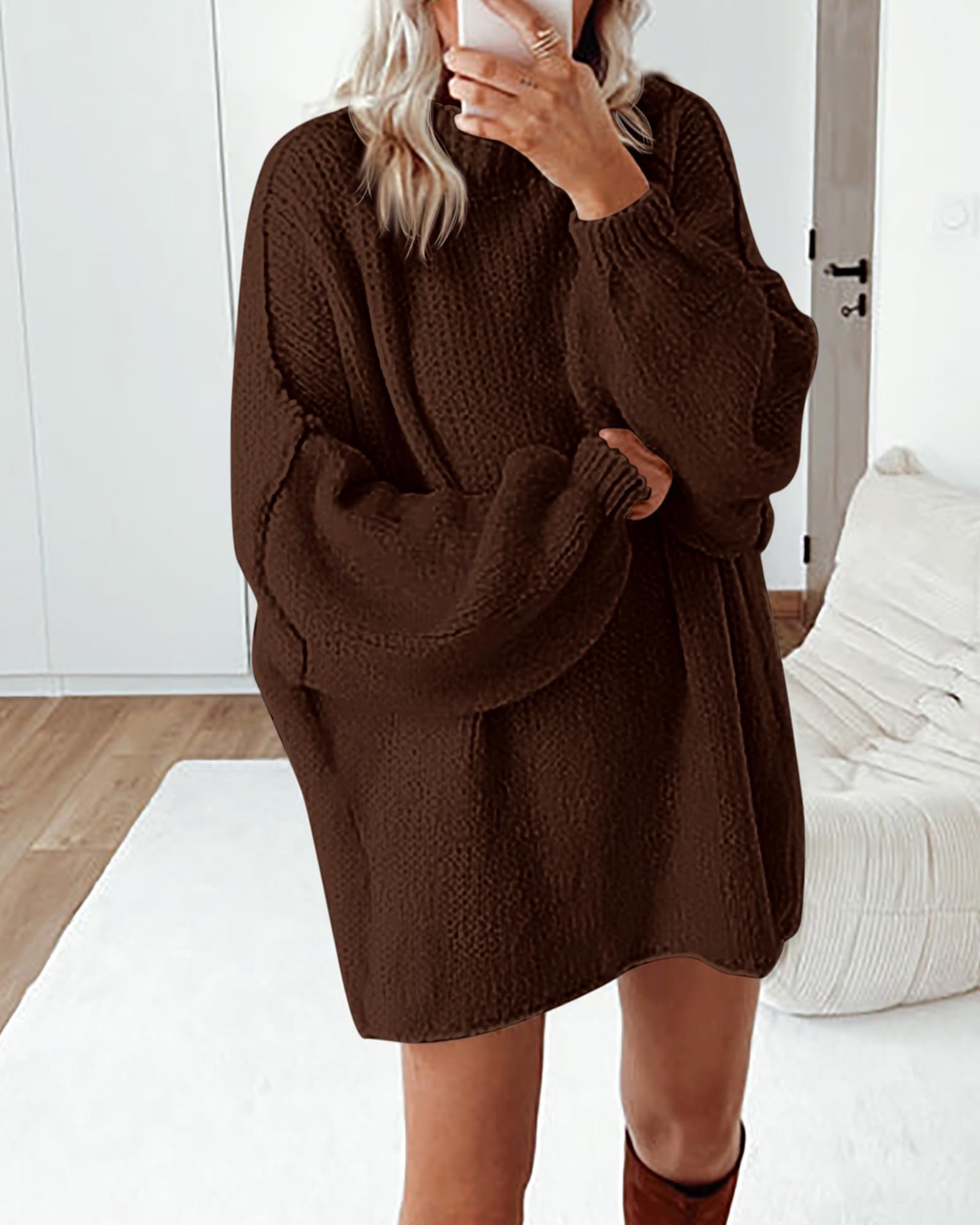 BTFBM Sweaters for Women Fall Long Sleeve Mock Neck Cable Knit Oversized Sweater Pullover Tops Thick Winter Clothes