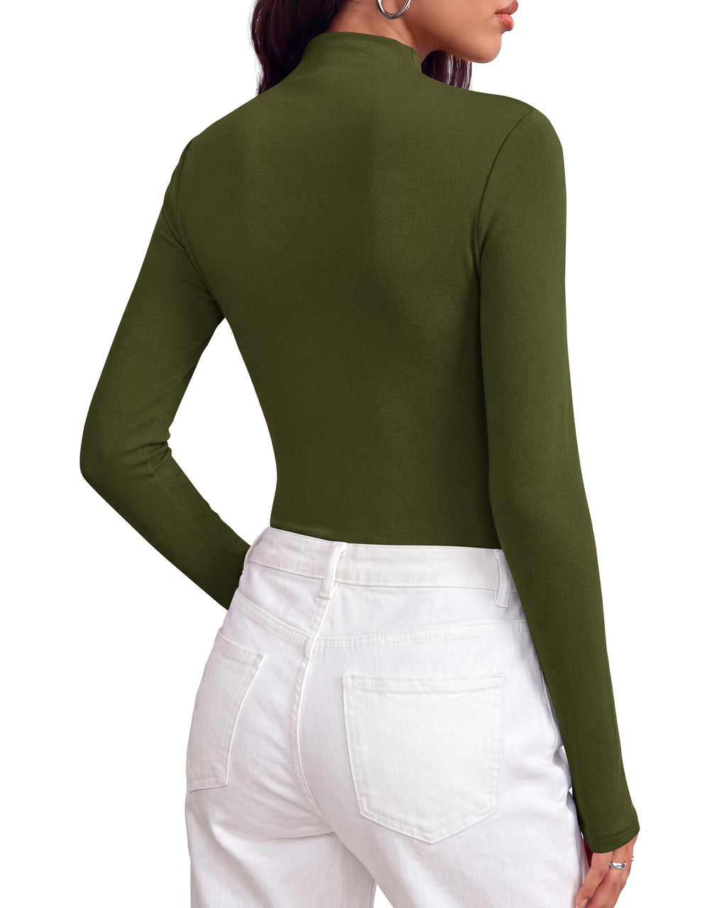 BTFBM Mock Tops for Women Fitted Long Sleeve Shirts Fall Fashion Clothing Thermal Layering Undershirts Going Out Outfits