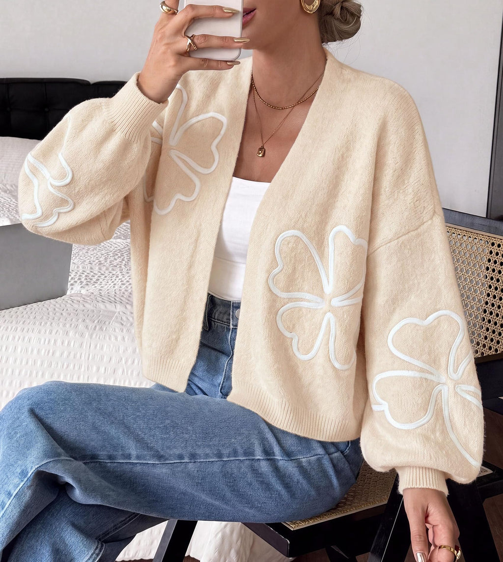 PRETTYGARDEN Women's Floral Oversized Cardigan Sweaters Trendy Fall Outfits Long Sleeve Sweater Jacket, Open Front Coat, Cozy Soft Chunky Knit, Casual Outerwear,Winter Fashion Clothing