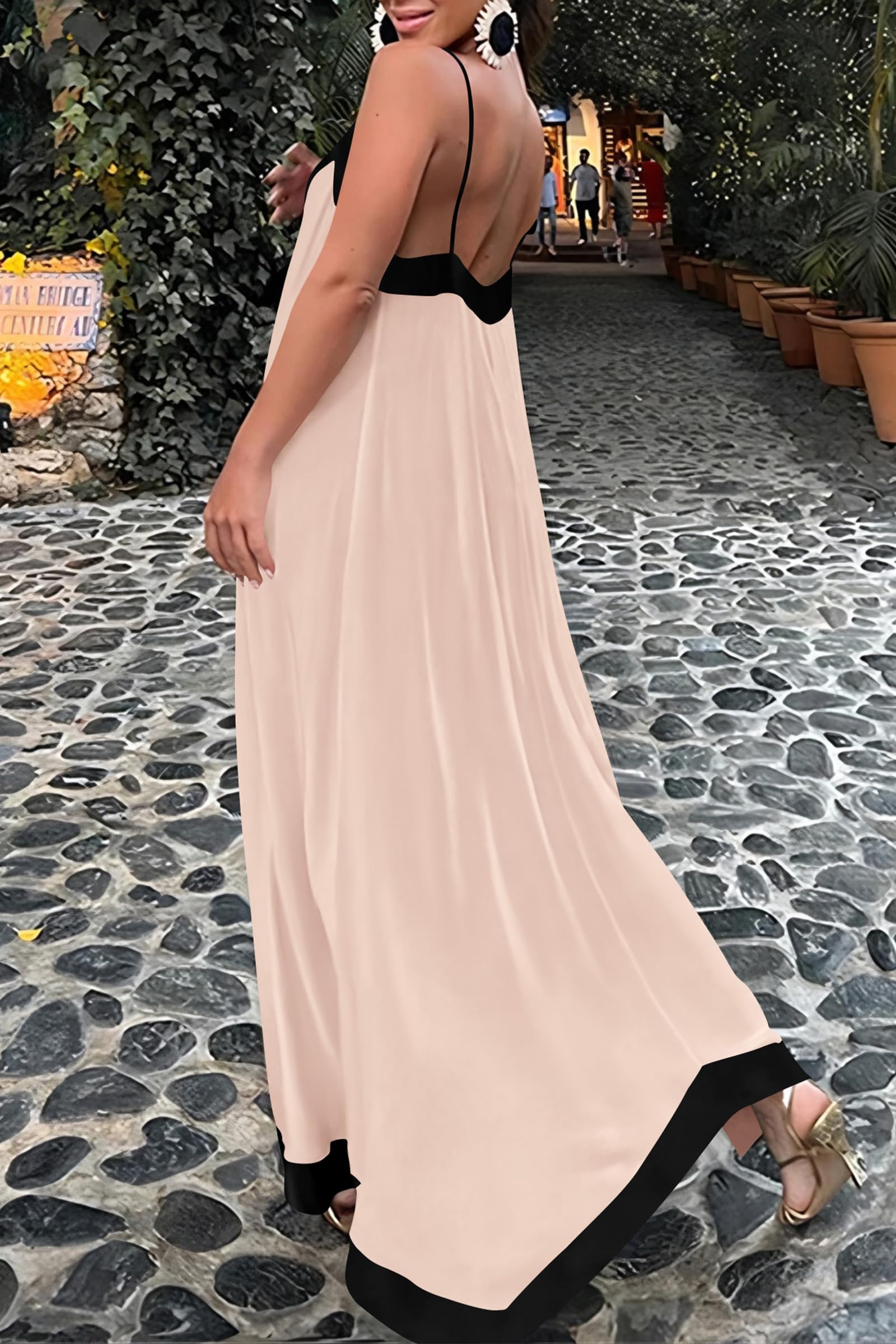 PRETTYGARDEN Women's Summer Maxi Dress Sleeveless V Neck Spaghetti Strap Flowy Elegant Holiday Party Dresses