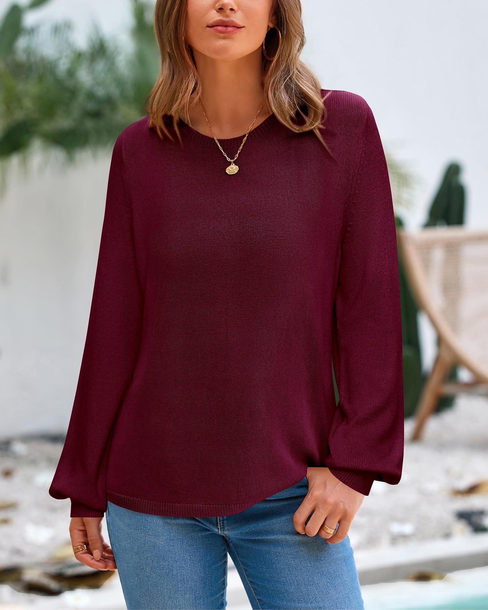 BTFBM Womens Long Sleeve Crew Neck Sweaters Spring Casual Classic Soft Loose Fit Basic Pullover Jumper Knit Top