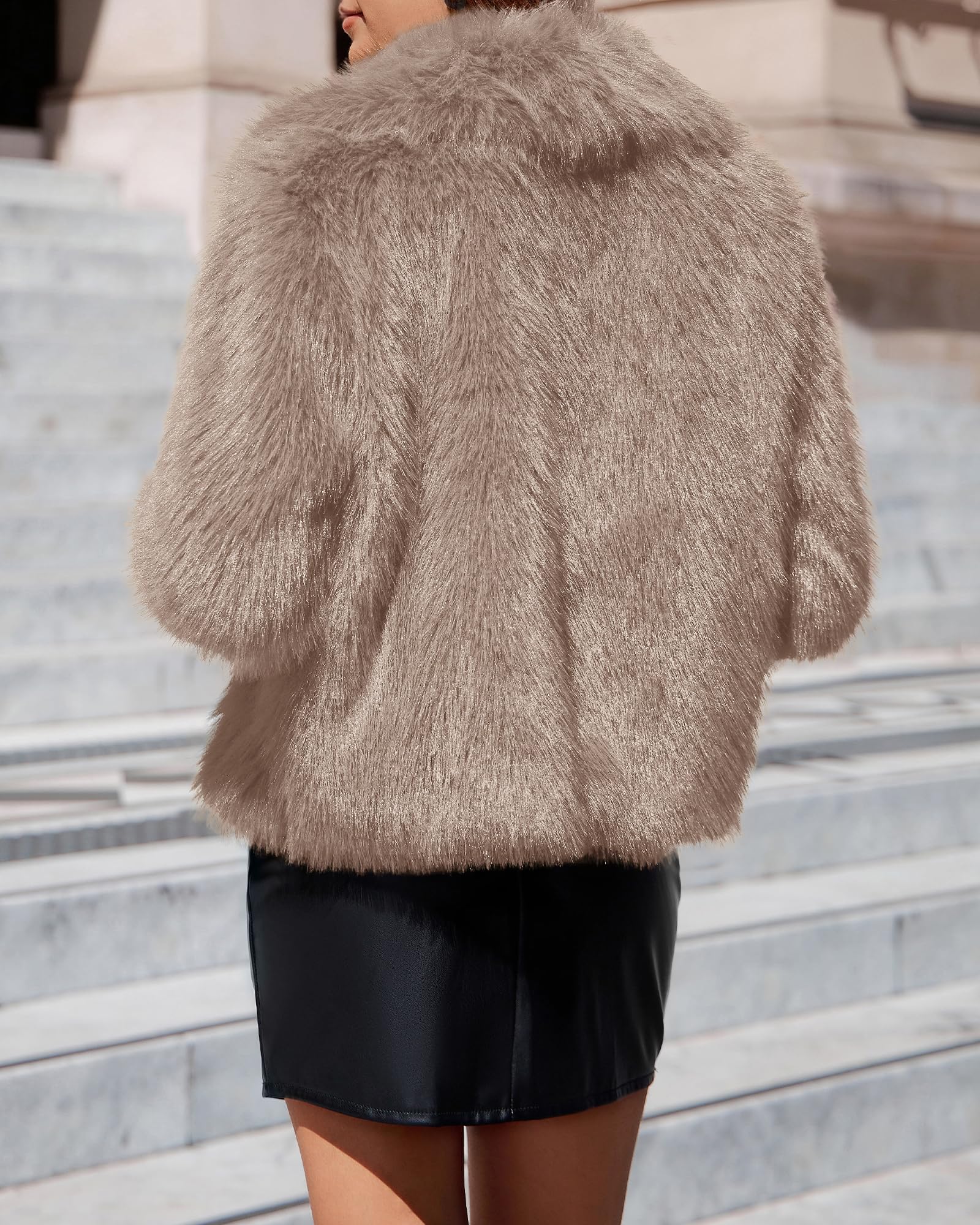 BTFBM Faux Fur Jacket Women Fluffy Winter Cropped Coats Zip Up Fuzzy Jackets Long Sleeve Furry Coat Fall Clothes