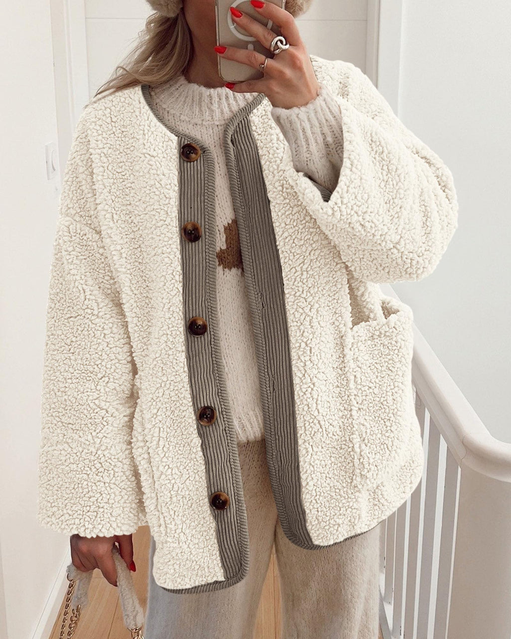 PRETTYGARDEN Women's Winter Coats Long Sleeve Button up Fuzzy Sherpa Fleece Jackets Outerwear Fall Fashion Clothes