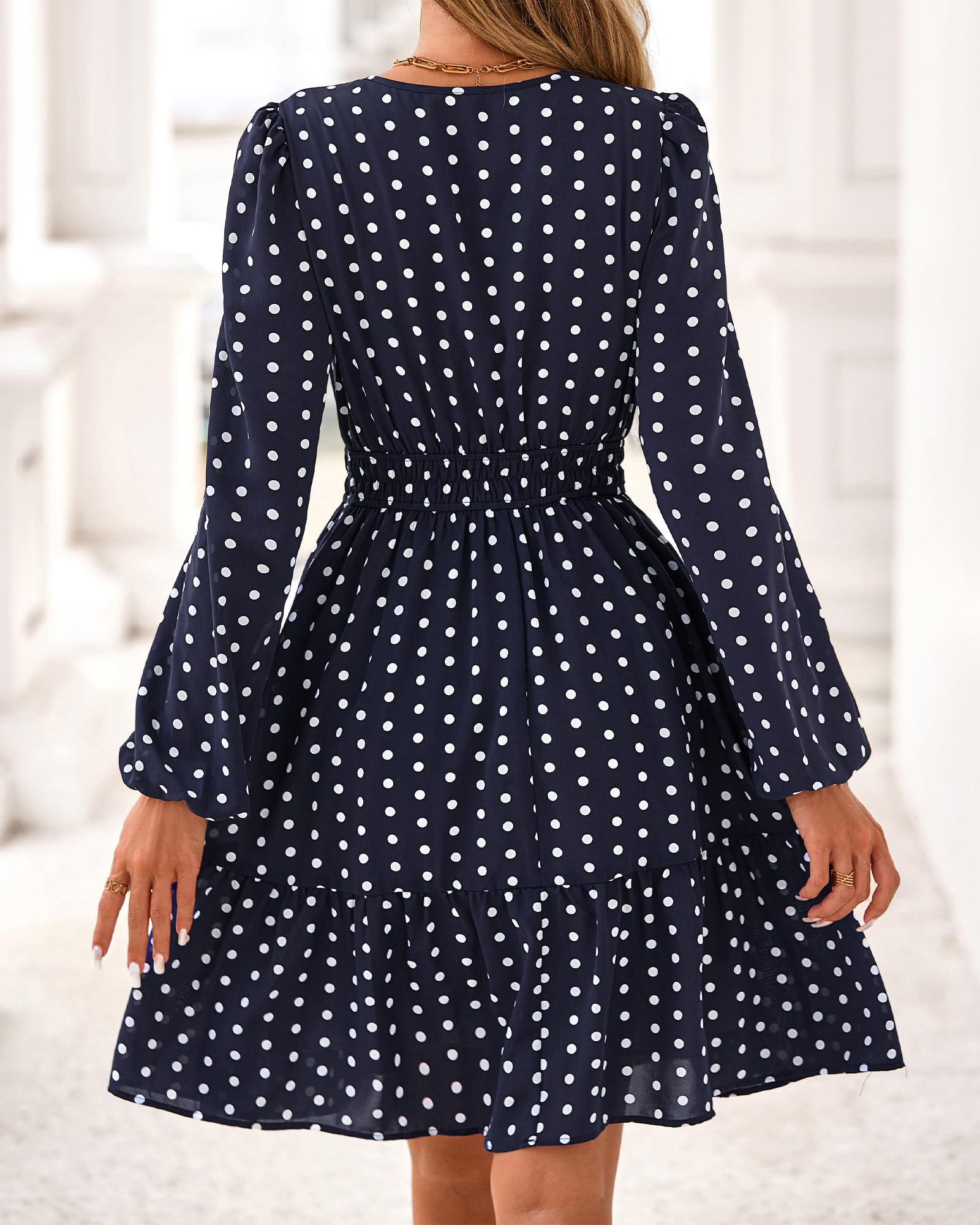 BTFBM Spring Dresses for Women Mini Long Sleeve Elastic Waist Summer Vacation Outfits Floral Wedding Guest Dress