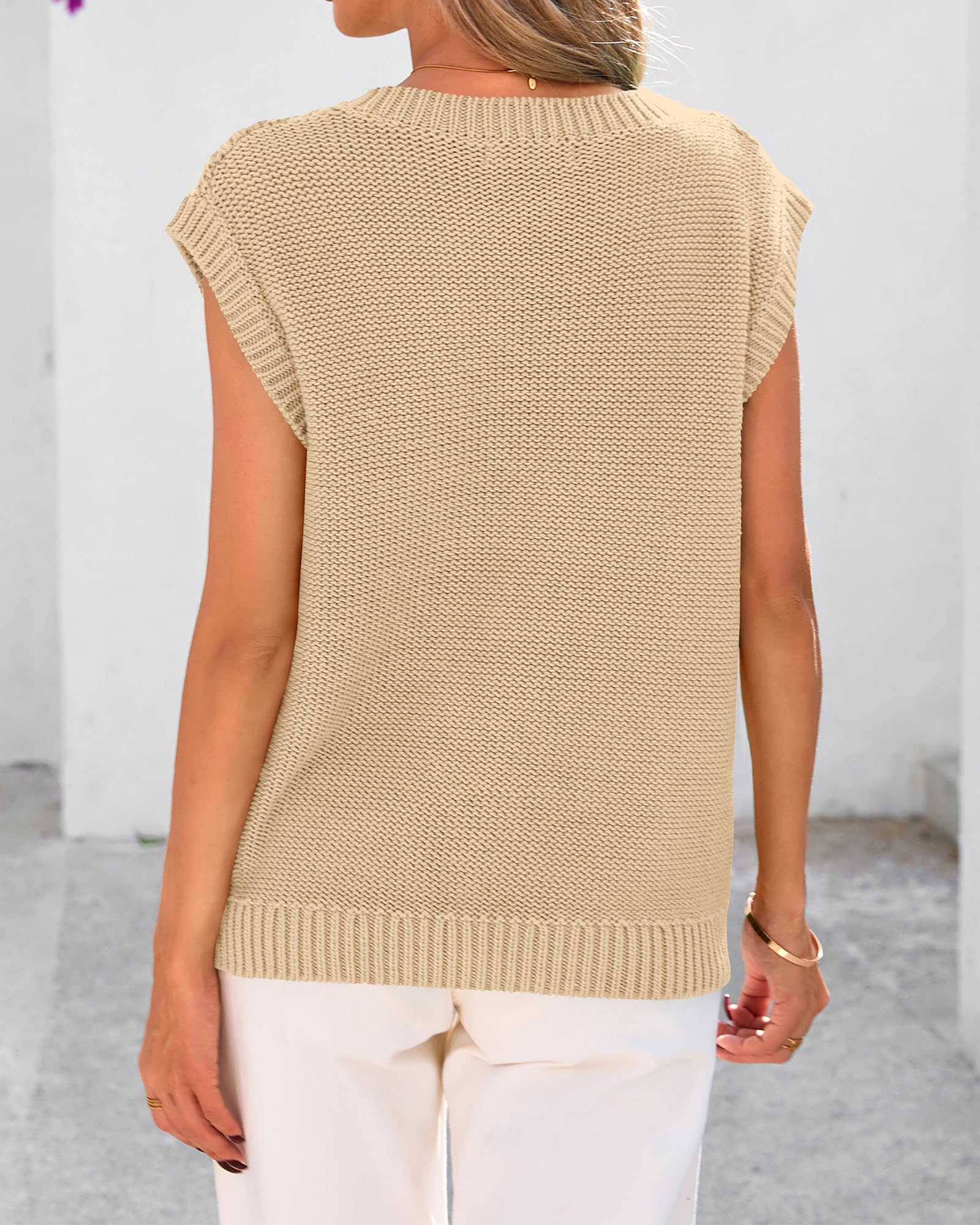 FreshPretty Sweater Vest Women Oversized V Neck Cable Knit Casual Pullover Sweaters Fall Outfits Sleeveless Tops