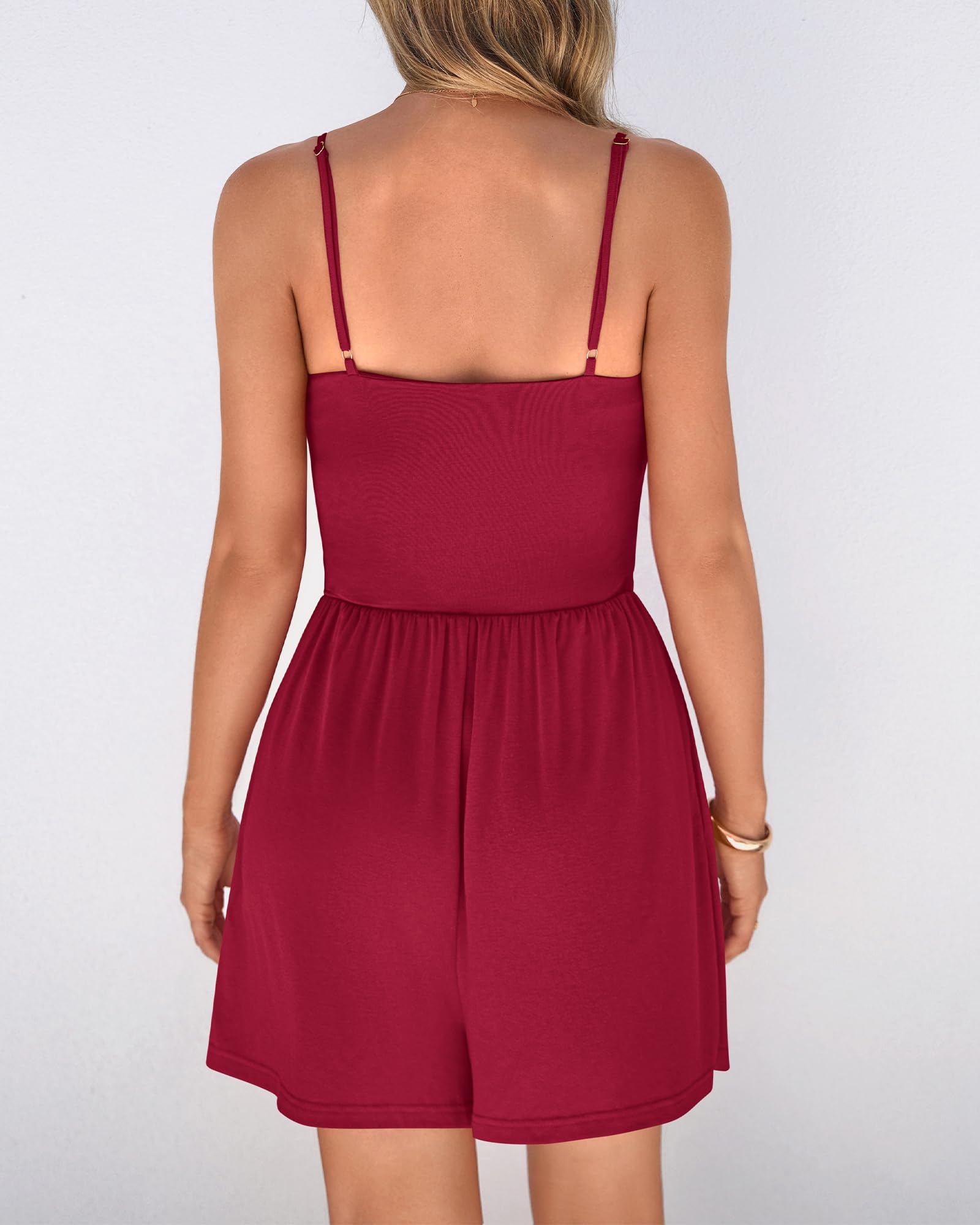 FreshPretty Summer Rompers For Women Casual One Piece Spaghetti Strap Sleeveless Shorts Jumpsuit Beach Vacation Outfits