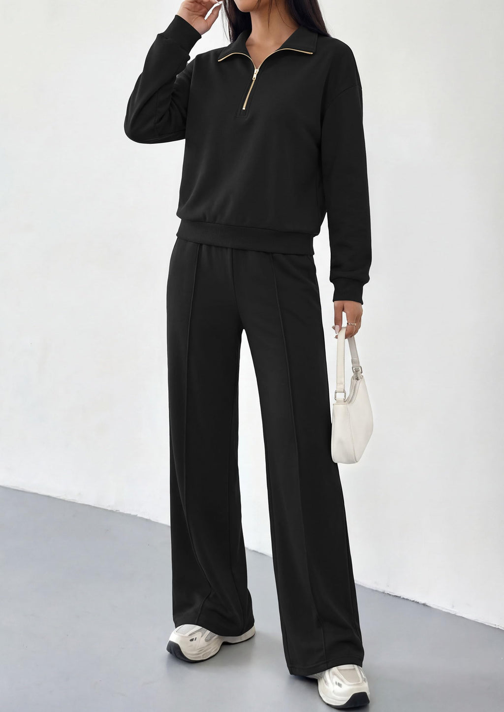 PRETTYGARDEN Women's Lounge Sets 2 Piece Outfits Sweatsuits | Half Zip Pullover Sweatshirts, Wide Leg Pants Pockets, Matching Workout Tracksuits, Airport Travel Resort Wear, Fall Clothes