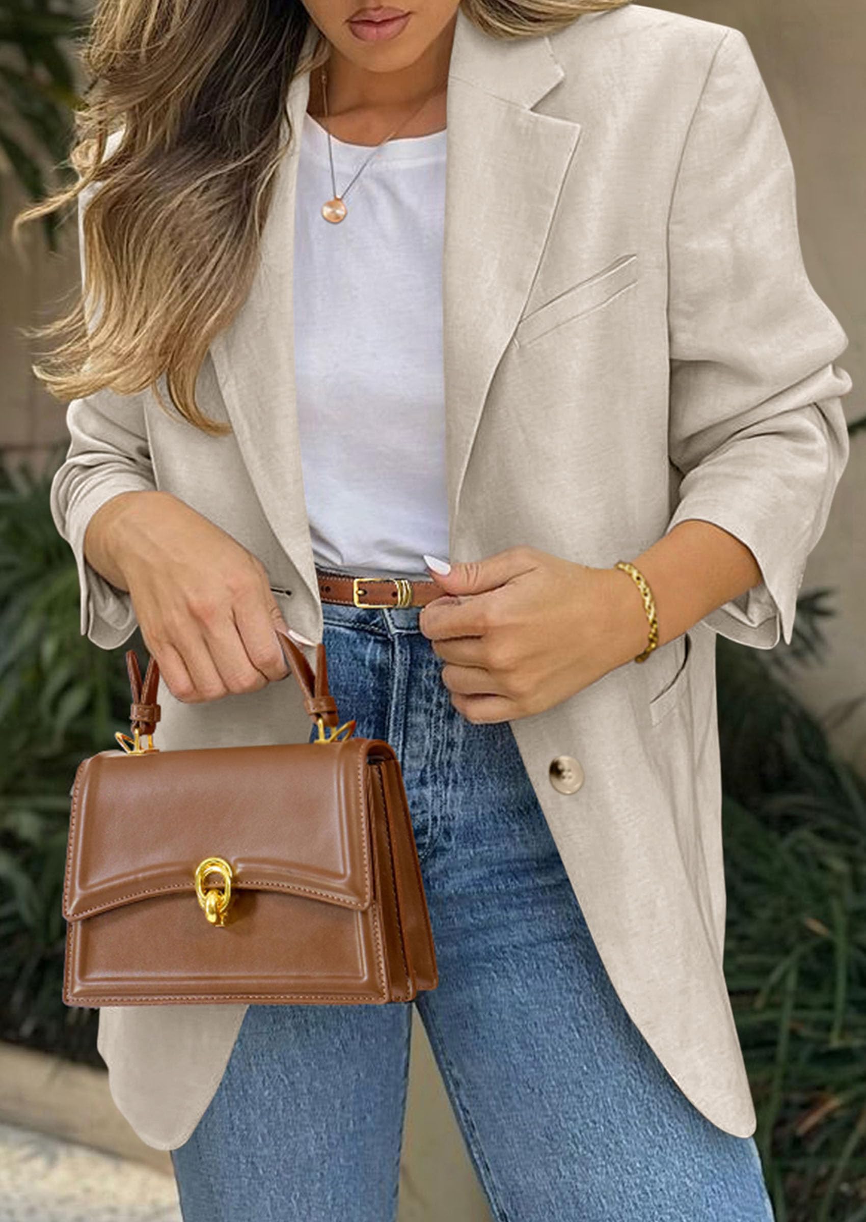 PRETTYGARDEN Blazers for Women Business Casual Long Sleeve Lapel Open Front Suit Jacket Work Blazer with Pockets