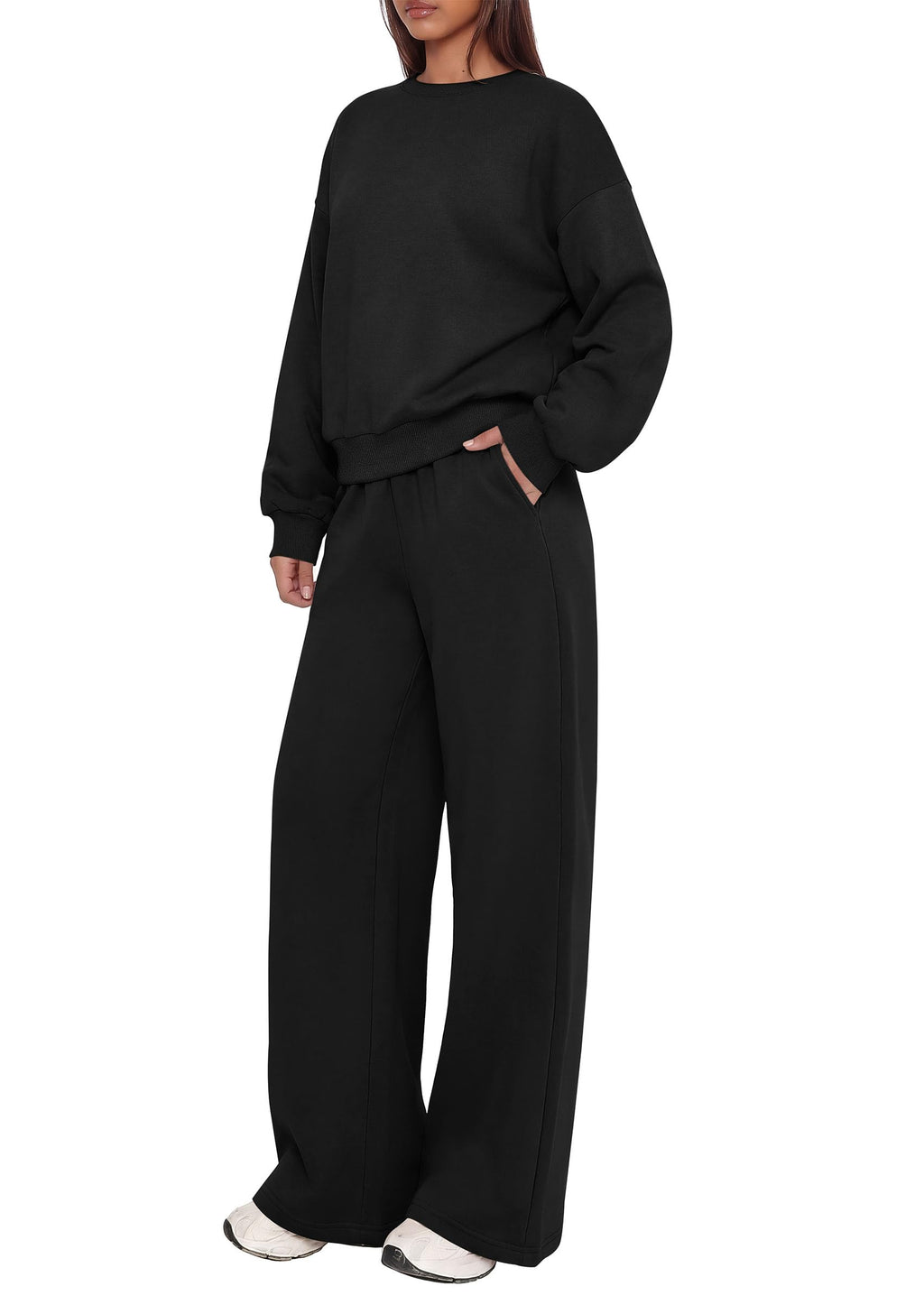 PRETTYGARDEN 2 Piece Lounge Sets for Women Casual Sweatsuits | Soft Fleece Lining,Crew Neck Oversized Sweatshirt & Wide Leg Pants,Workout Airport Matching Set Tracksuit,Fall Winter Outfits