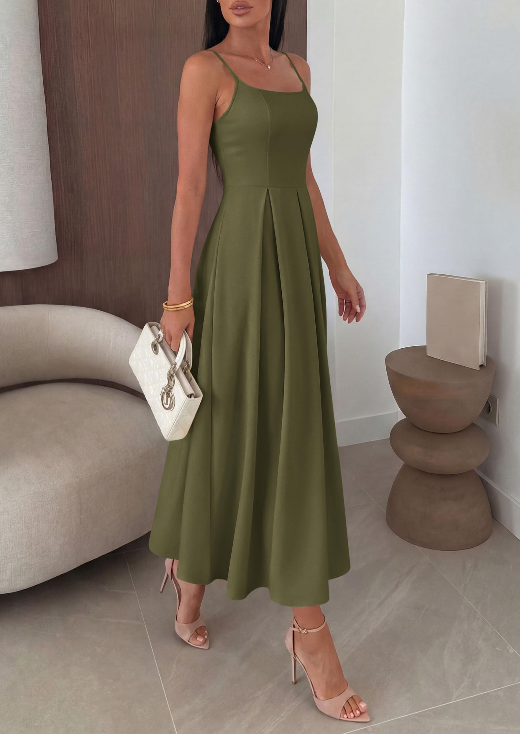 PRETTYGARDEN Cocktail Dresses for Women  Spring Elegant Ruffle A Line Long Flowy Summer Formal Wedding Guest Maxi Dress