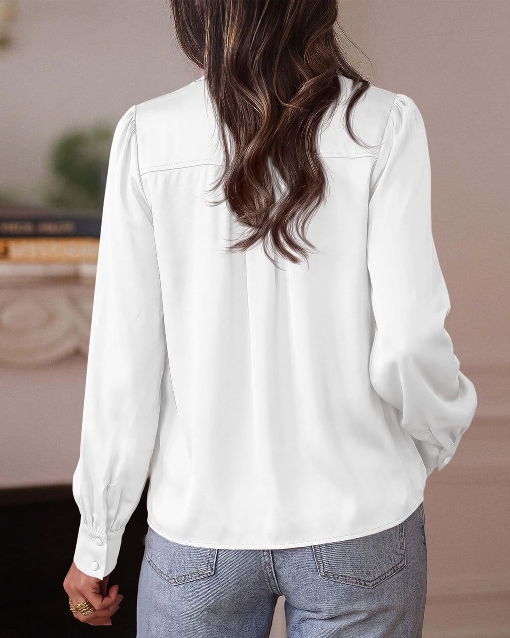 BTFBM Satin Blouses for Women Dressy Casual | Lightweight,V Neck,Long Sleeve Tops,Going Out Outfits,Fall Fashion Clothing