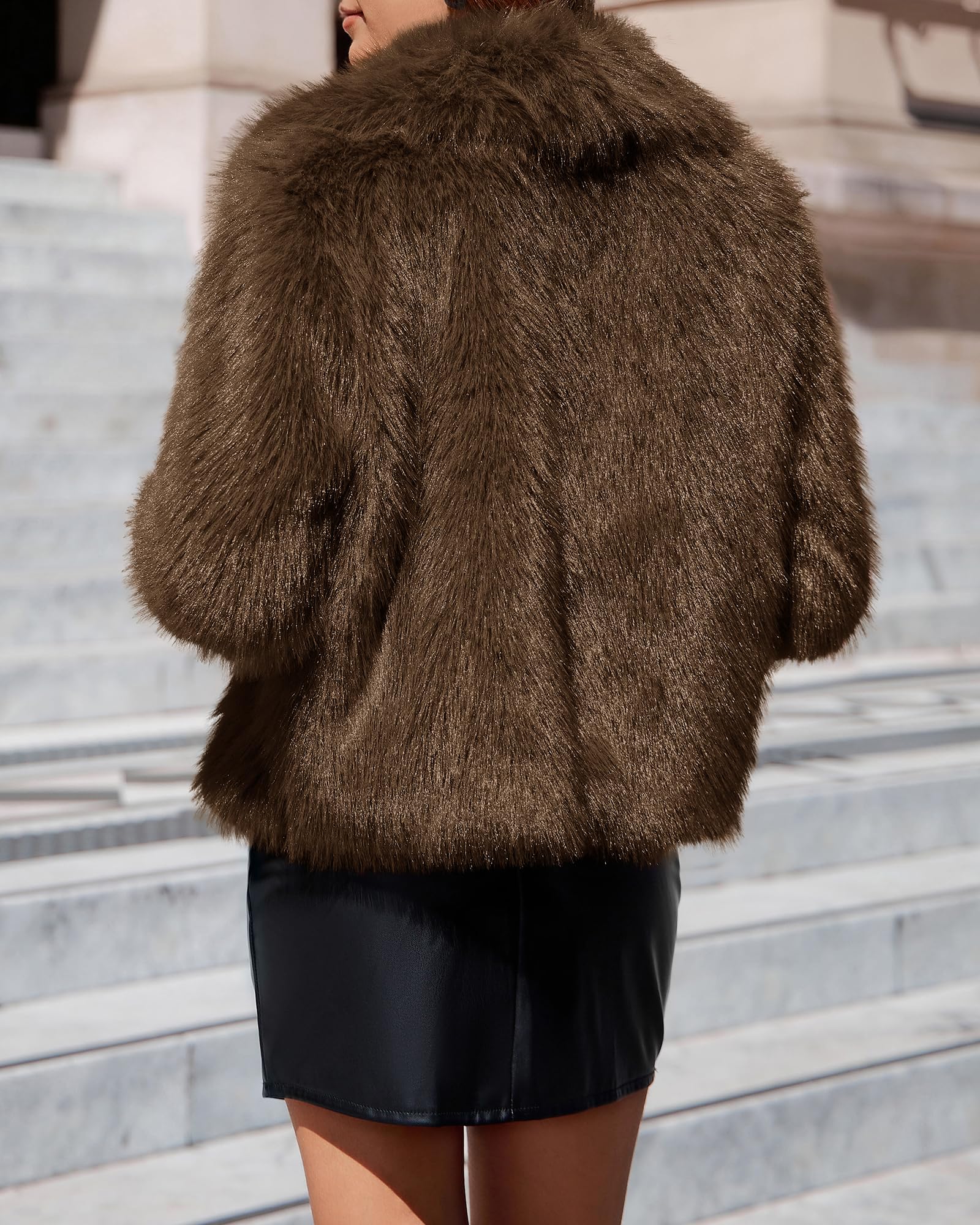 BTFBM Faux Fur Jacket Women Fluffy Winter Cropped Coats Zip Up Fuzzy Jackets Long Sleeve Furry Coat Fall Clothes