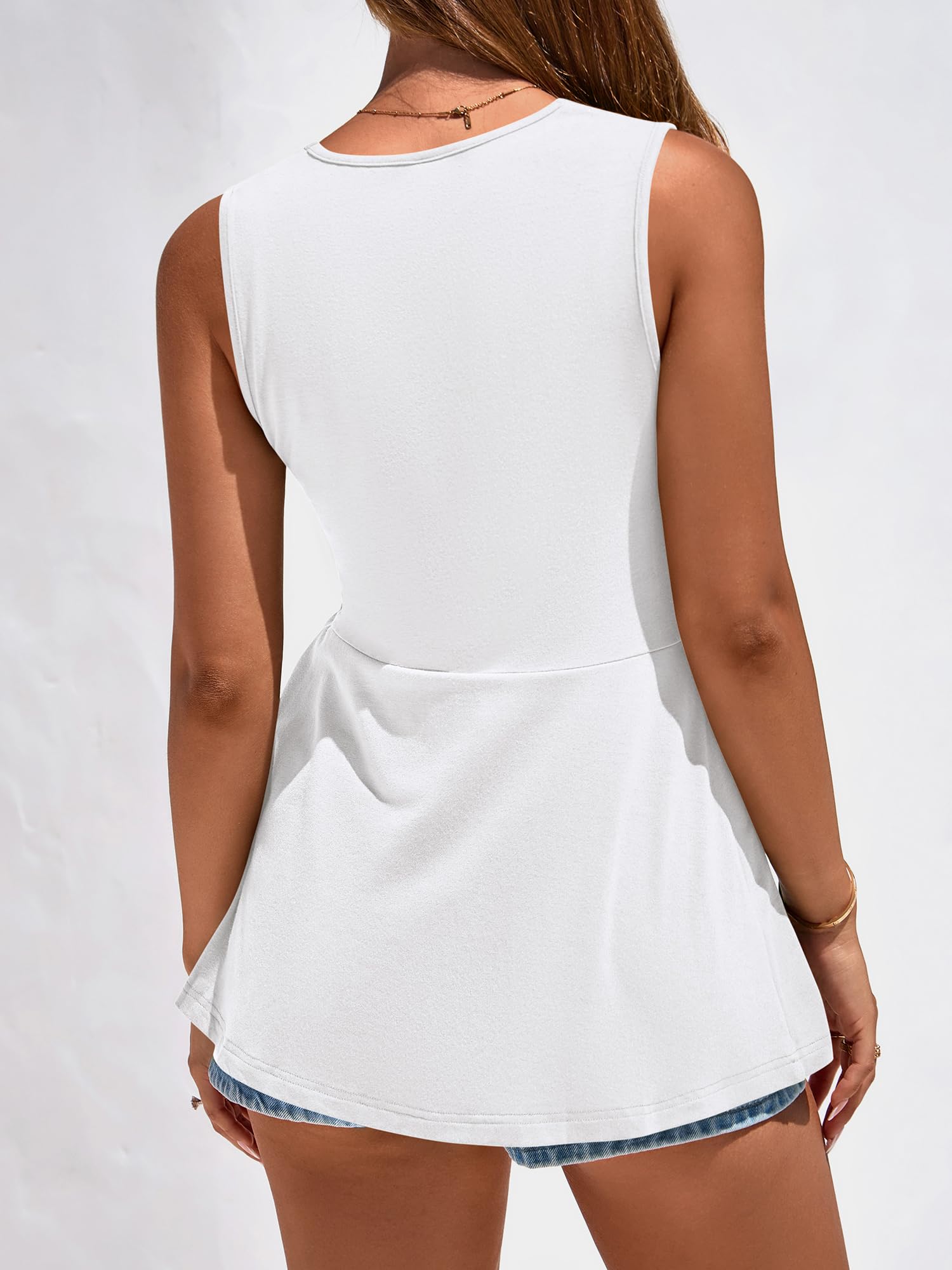 FreshPretty Tank Top for Women Spring Summer Tops Babydoll Twist Front V Neck Sleeveless Flowy Dressy Casual Blouses