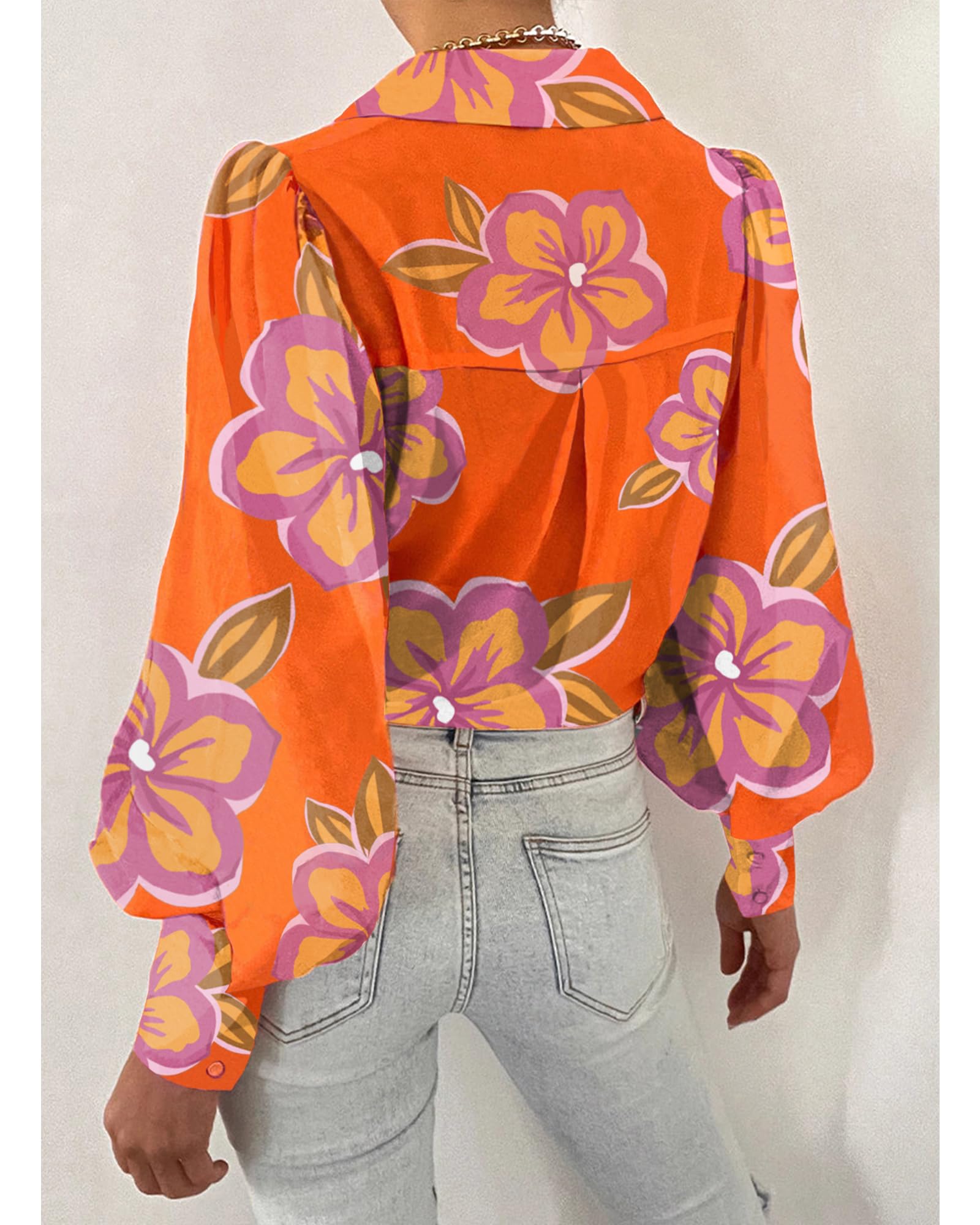 BTFBM Women Fashion Button Down Shirts V Neck Boho Printed Long Sleeve Blouses Dressy Casual Spring Fall Tops