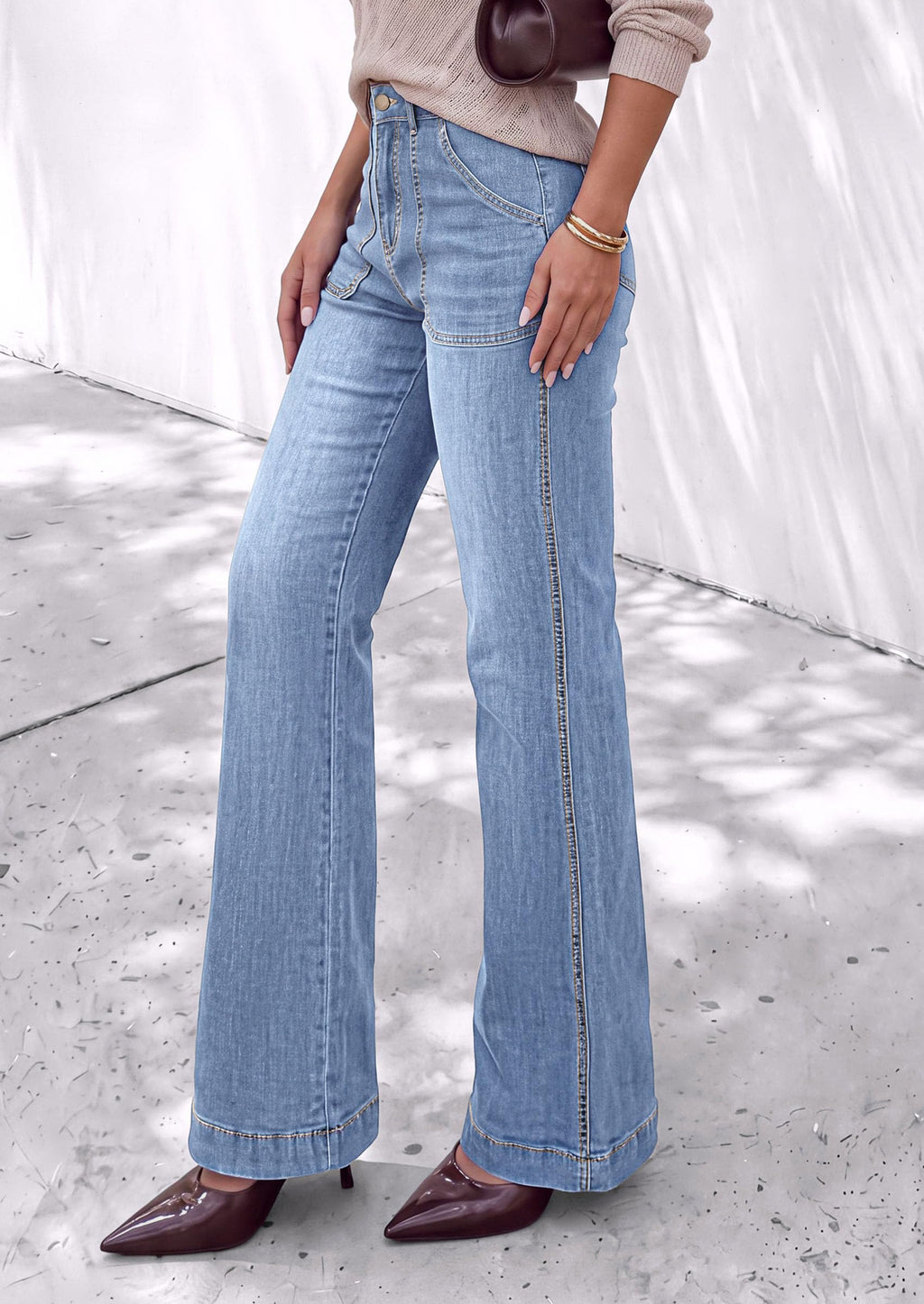 PRETTYGARDEN Womens High Waisted Wide Leg Jeans Demin Pants