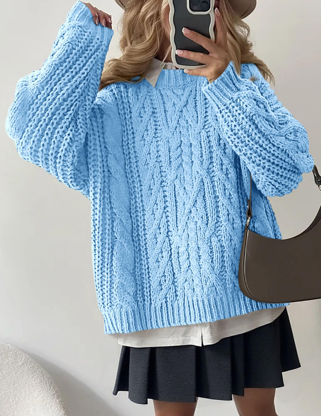 PRETTYGARDEN Women's Oversized Fall Sweaters Casual Long Sleeve Crewneck Chunky Cable Knit Pullover Tops Winter Clothes