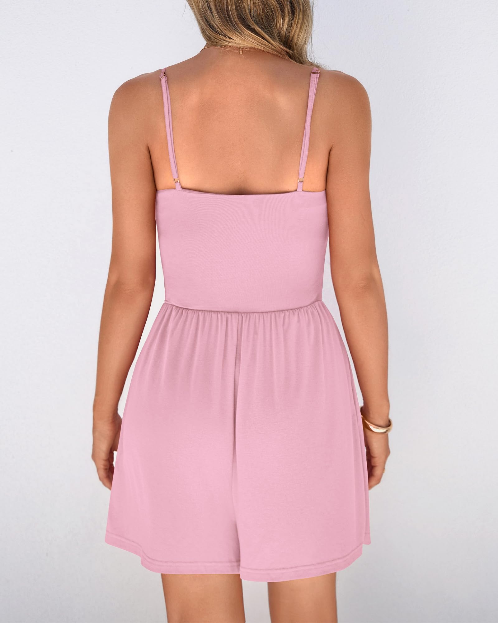 FreshPretty Summer Rompers For Women Casual One Piece Spaghetti Strap Sleeveless Shorts Jumpsuit Beach Vacation Outfits