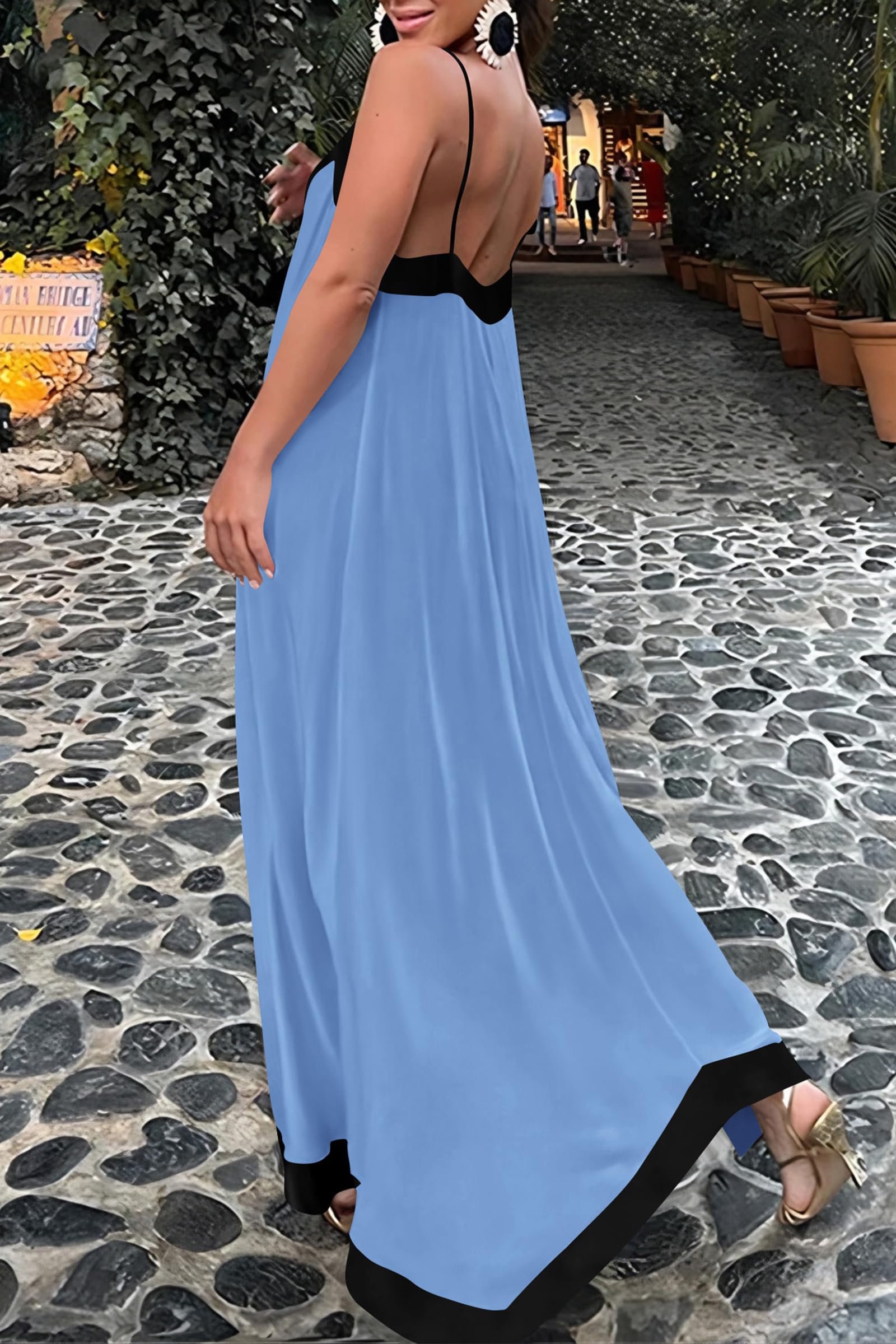 PRETTYGARDEN Women's Summer Maxi Dress Sleeveless V Neck Spaghetti Strap Flowy Elegant Holiday Party Dresses
