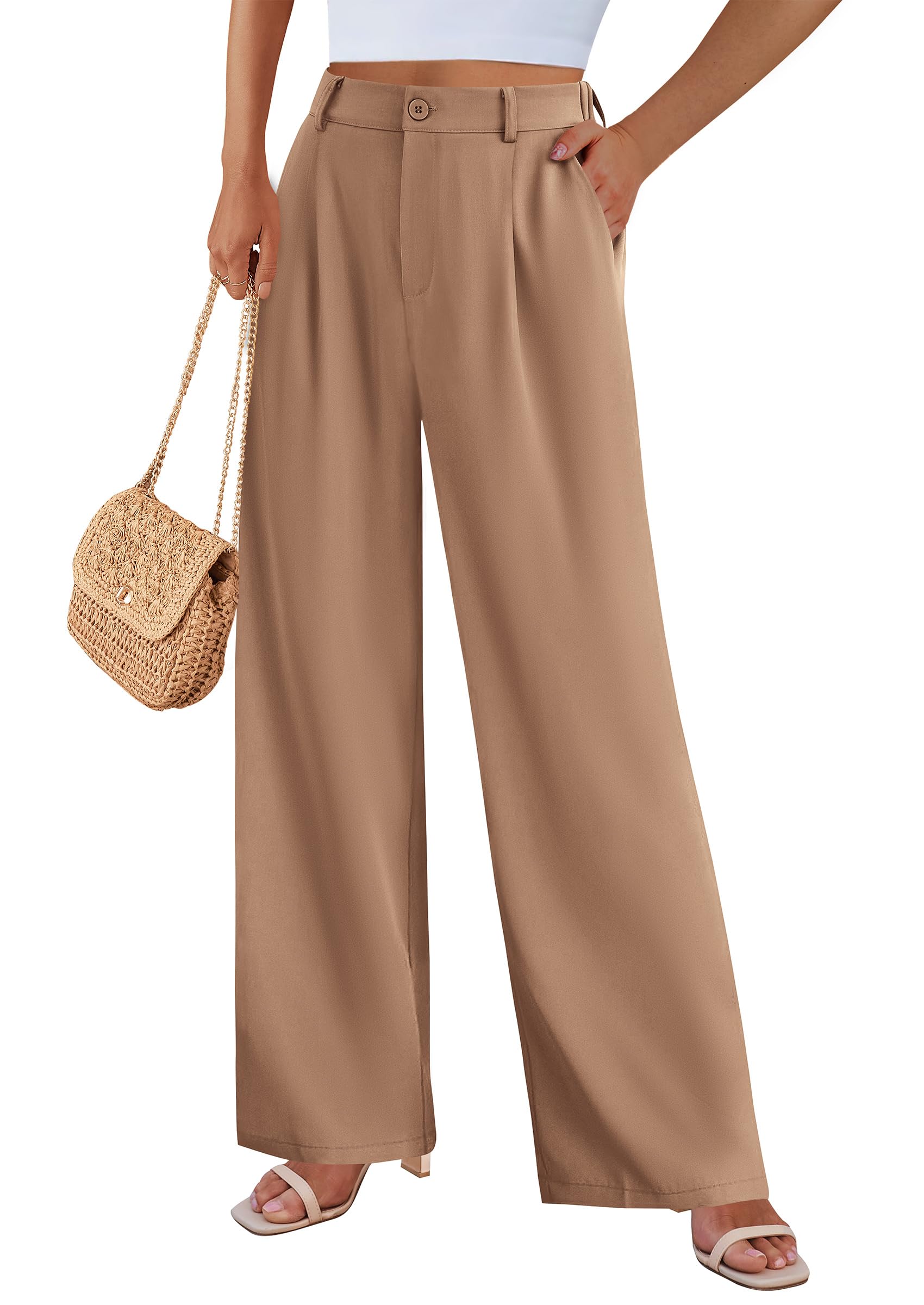 PRETTYGARDEN Wide Leg Pants for Women Trendy Fall High Waisted Business Casual Outfits Work Pant Trousers