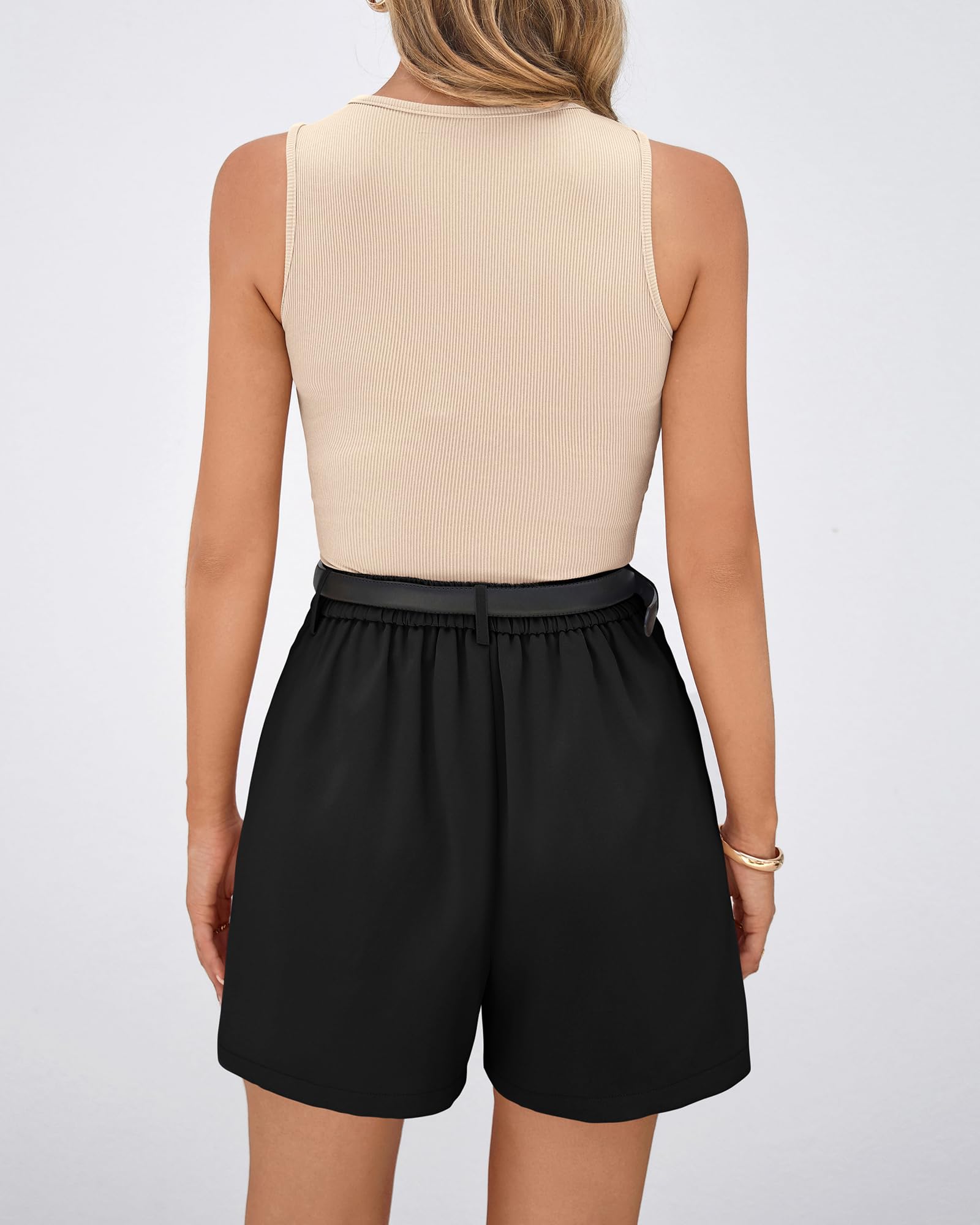 BTFBM 2 Piece Sets for Women Summer Sleeveless Matching Short Sets Tank Crew Neck Airport Travel Outfits Pockets