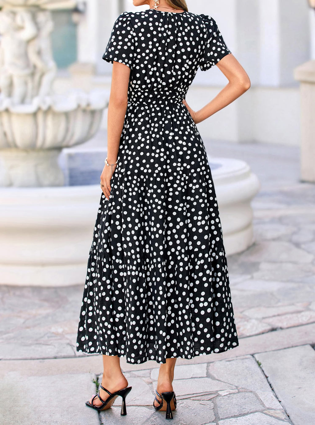 BTFBM Womens Summer Floral Maxi Dresses V Neck Short Sleeve Boho Casual Flowy Long Wedding Guest Dress Beach Vacation