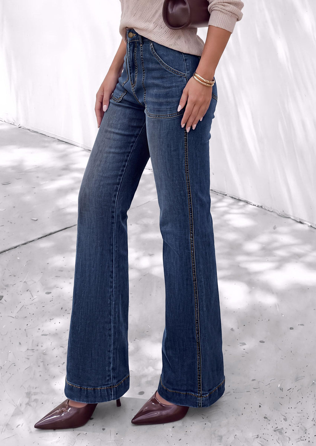 PRETTYGARDEN Womens High Waisted Wide Leg Jeans Demin Pants