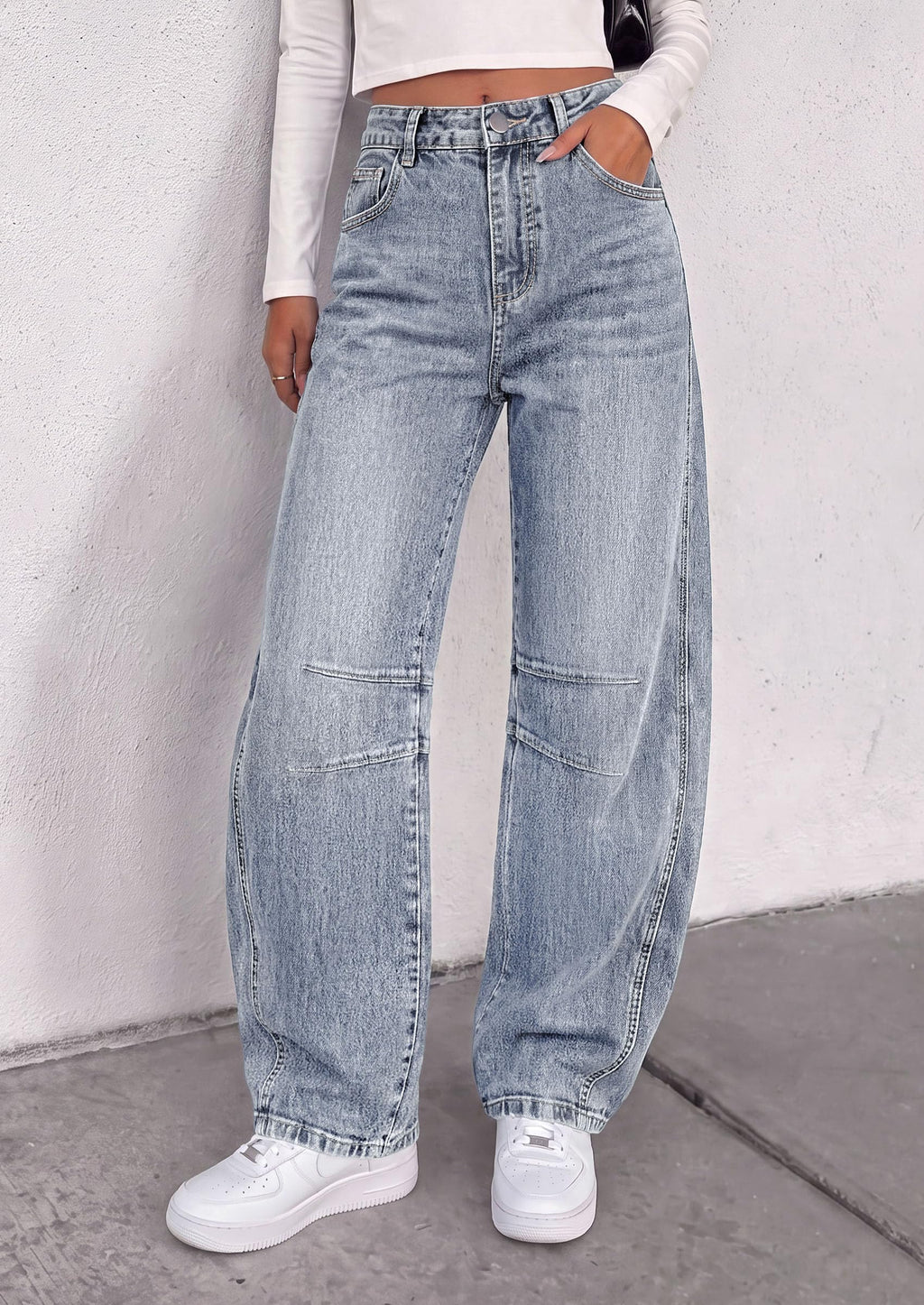 PRETTYGARDEN Women's Barrel Baggy Jeans High Waisted Pants