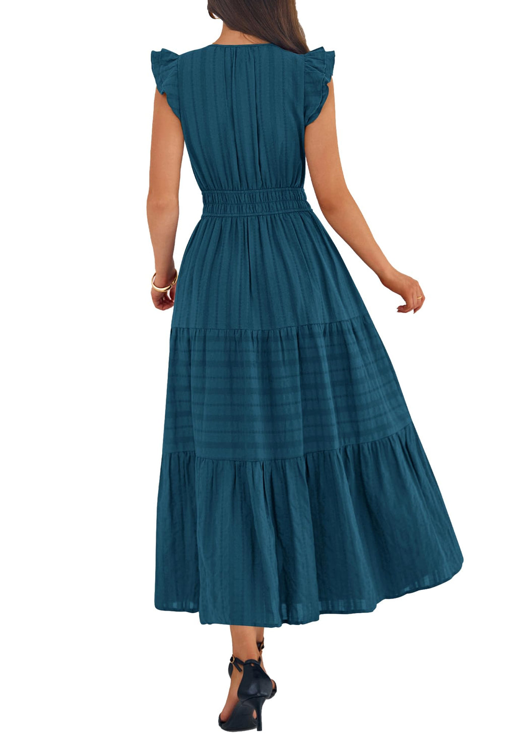 BTFBM Womens Summer Maxi Dress  Spring Boho Vacation Ruffle Flutter Short Sleeve A Line Tiered Flowy Dresses Pockets