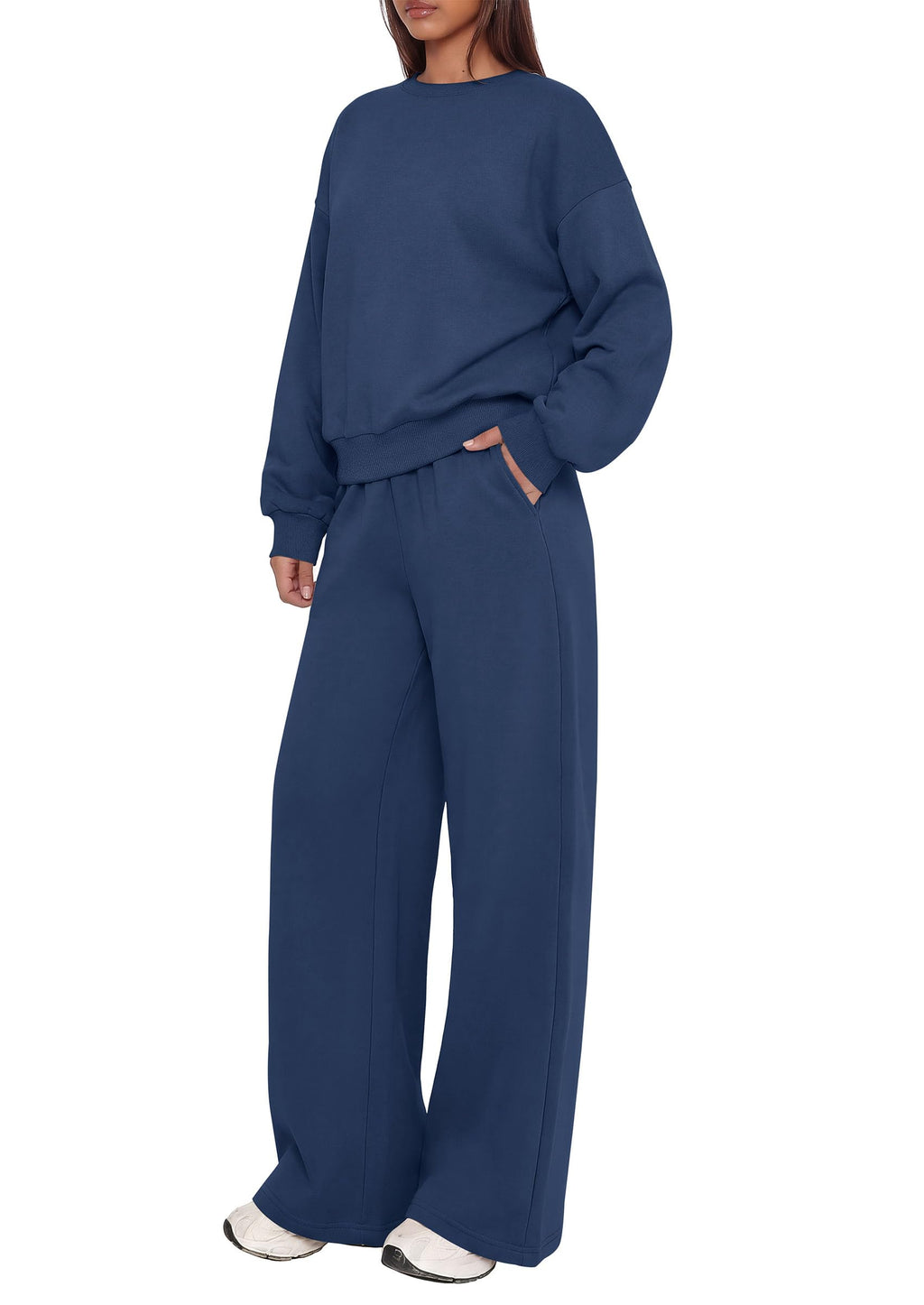 PRETTYGARDEN 2 Piece Lounge Sets for Women Casual Sweatsuits | Soft Fleece Lining,Crew Neck Oversized Sweatshirt & Wide Leg Pants,Workout Airport Matching Set Tracksuit,Fall Winter Outfits
