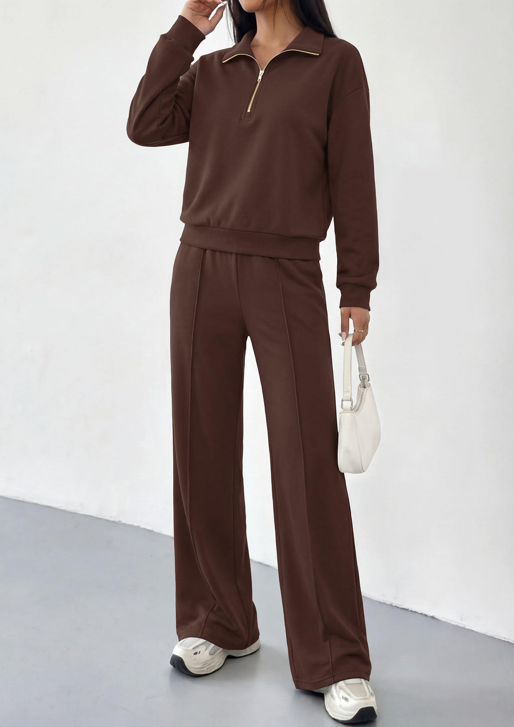PRETTYGARDEN Women's Lounge Sets 2 Piece Outfits Sweatsuits | Half Zip Pullover Sweatshirts, Wide Leg Pants Pockets, Matching Workout Tracksuits, Airport Travel Resort Wear, Fall Clothes
