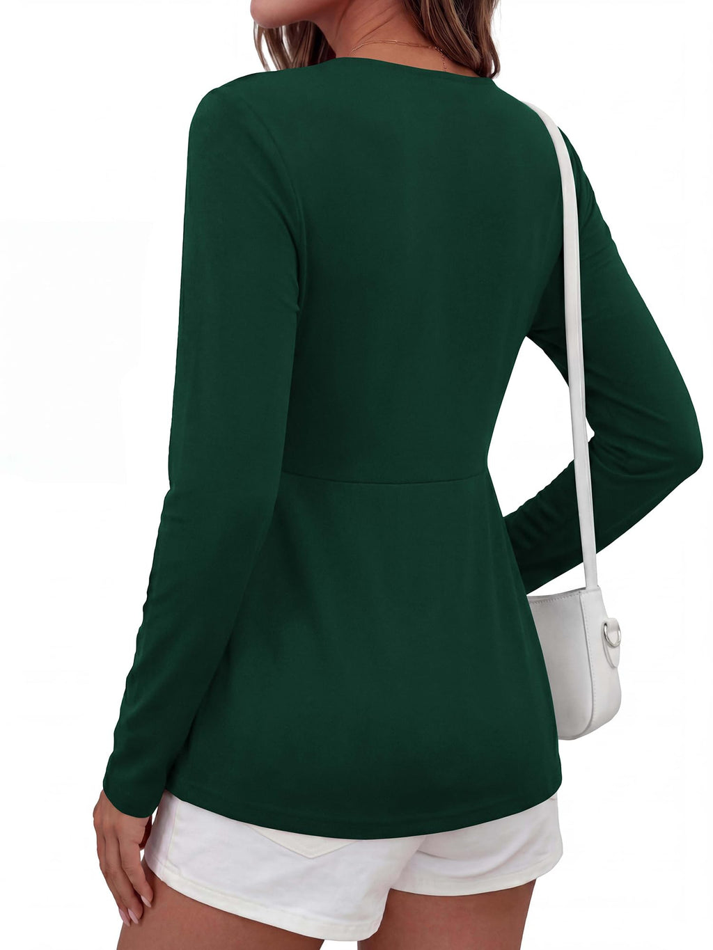 BTFBM Babydoll Tops for Women Fall Clothes Long Sleeve Shirts Peplum Top Twist Front Empire Waist V Neck Shirts, Fashion Clothing, Dressy Casual Blouses, Daily Wear Going Out Date Night Outfits