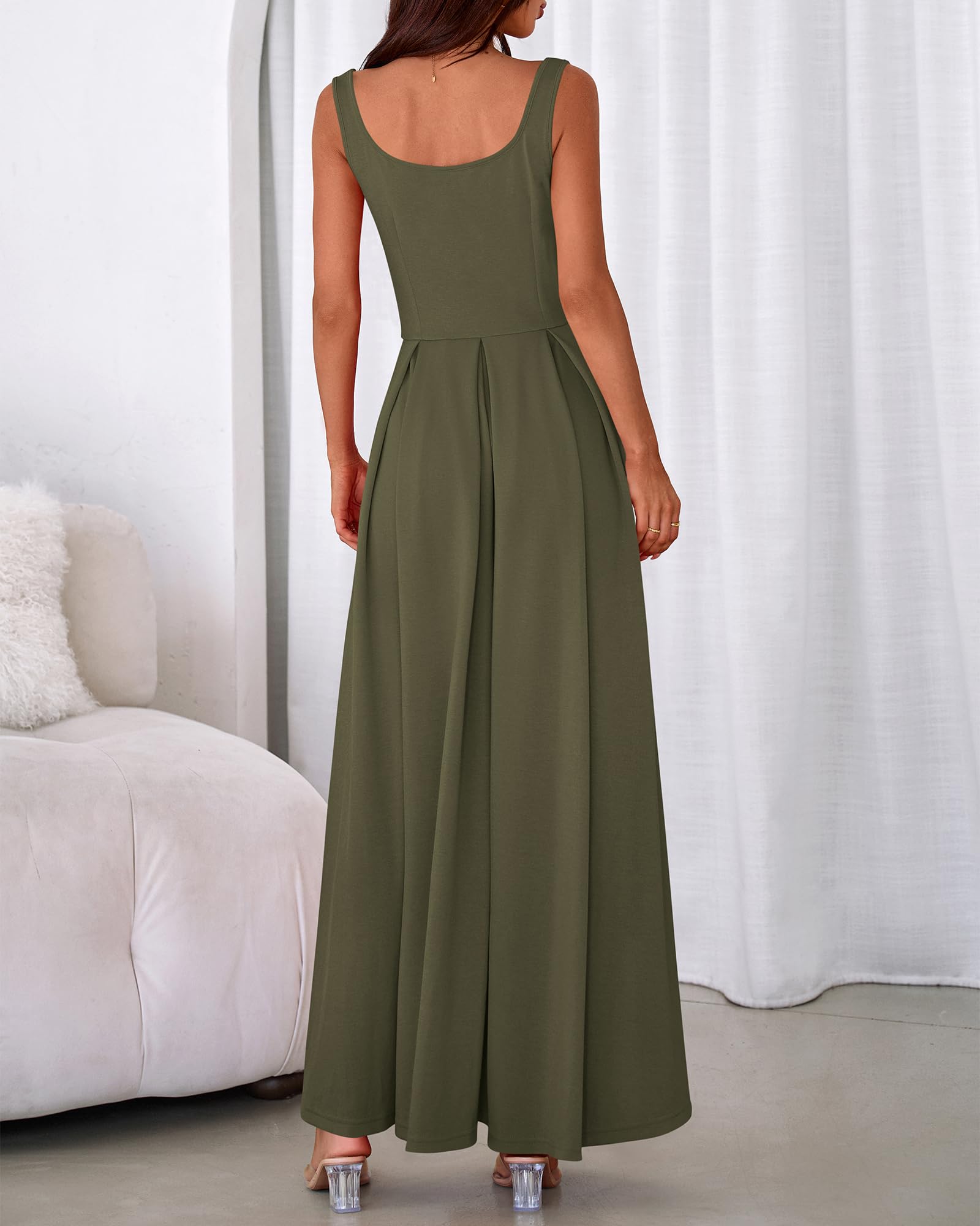 BTFBM Women Summer Square Neck Maxi Dress Spring Elegant Classy Sleeveless Formal Wedding Guest Cocktail Dresses
