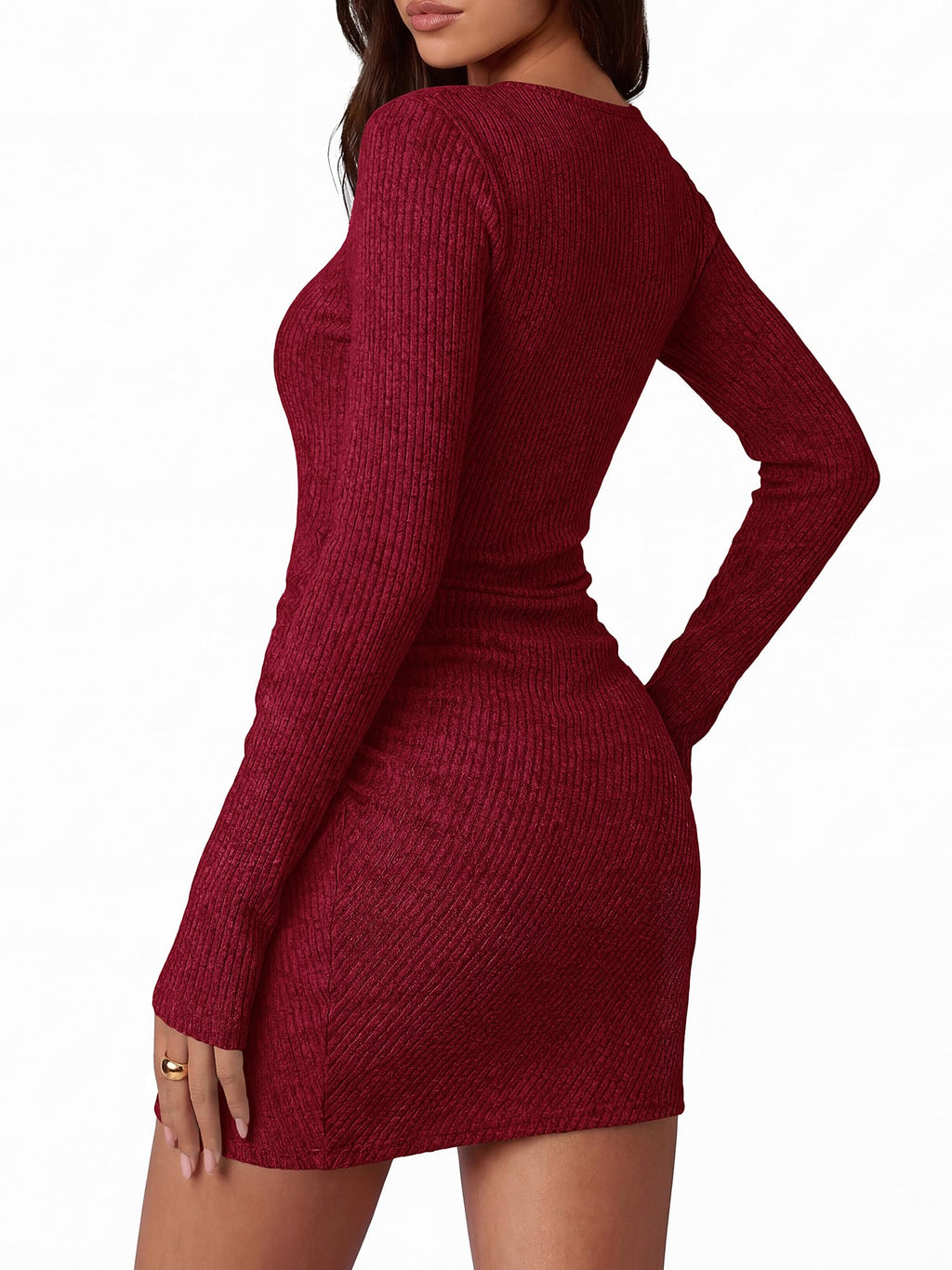 BTFBM Womens Long Sleeve Bodycon T Shirt Dress | Crew Neck,Ruched,Ribbed,Homecoming Cocktail Dresses,Fall Winter Clothing