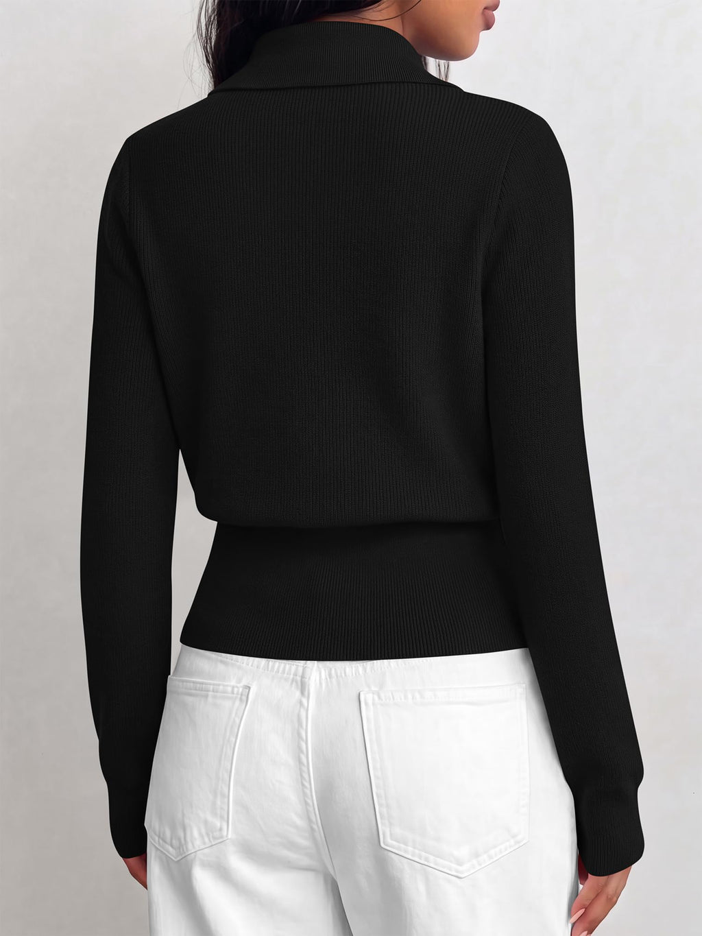 BTFBM Women Long Sleeve Lightweight Cardigans Knitted Button Down Shirts Lapel V Neck, Cropped Sweaters, Slim Fit, Ribbed, Y2K Going Out Tops, Business Casual Outfits, Spring, Fall, Winter Layering